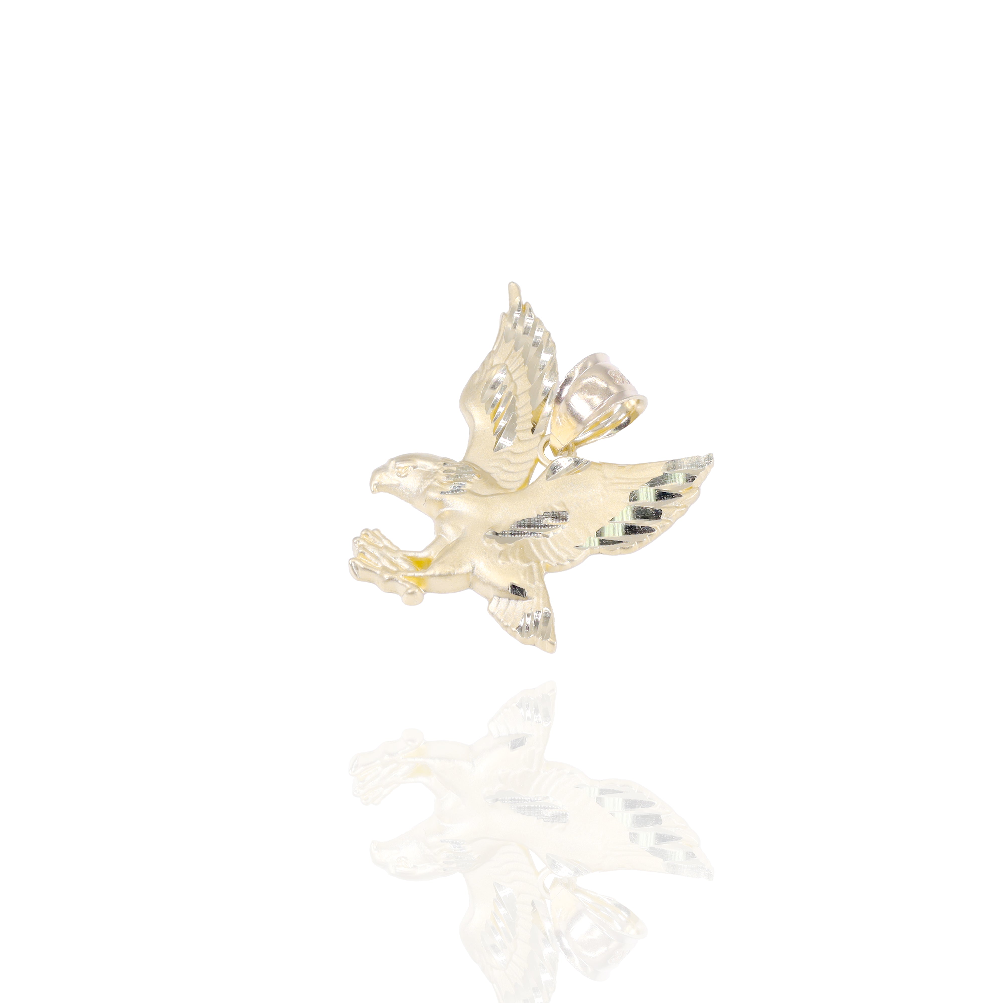 Soaring Eagle Gold Pendant with Diamond Cut
