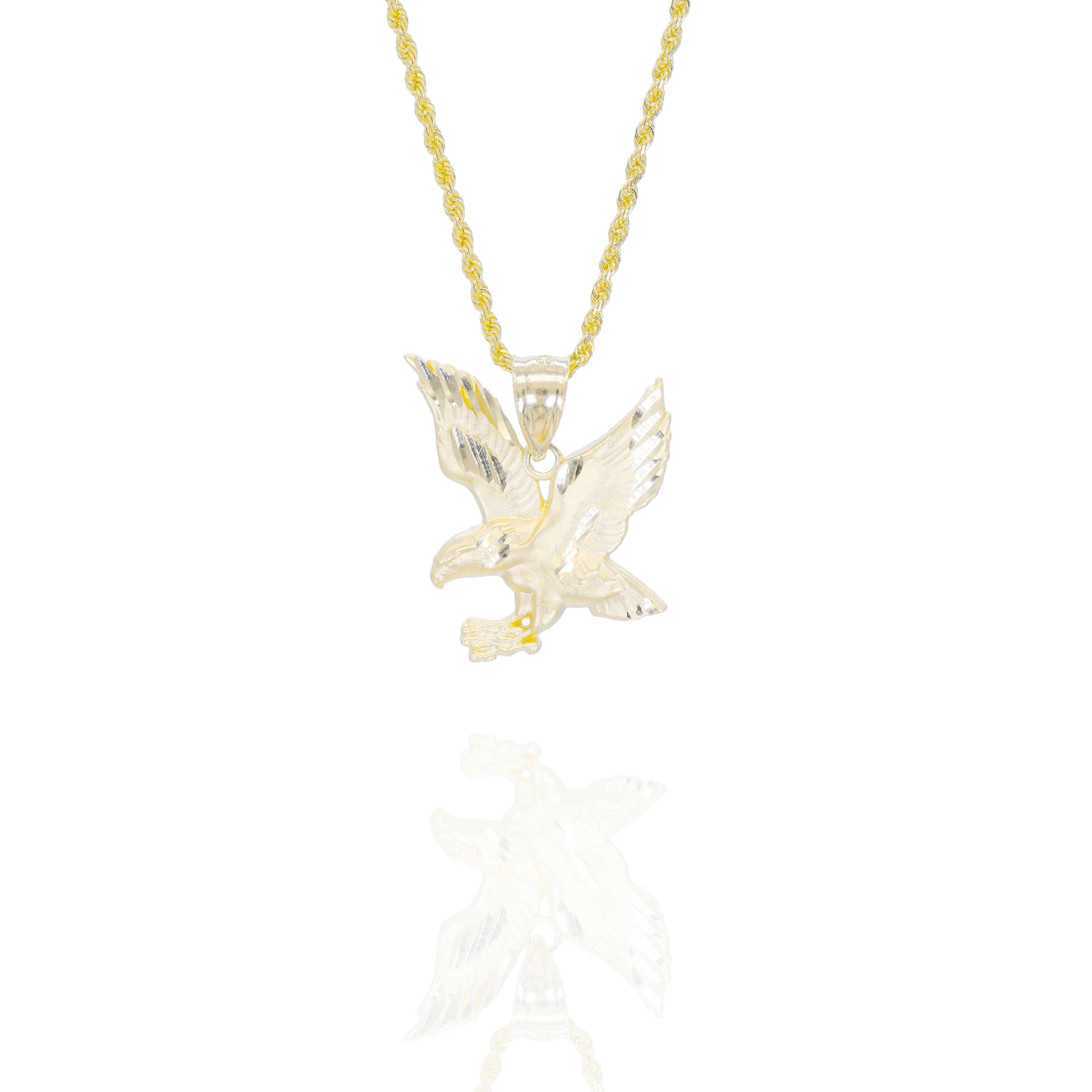Soaring Eagle Gold Pendant with Diamond Cut