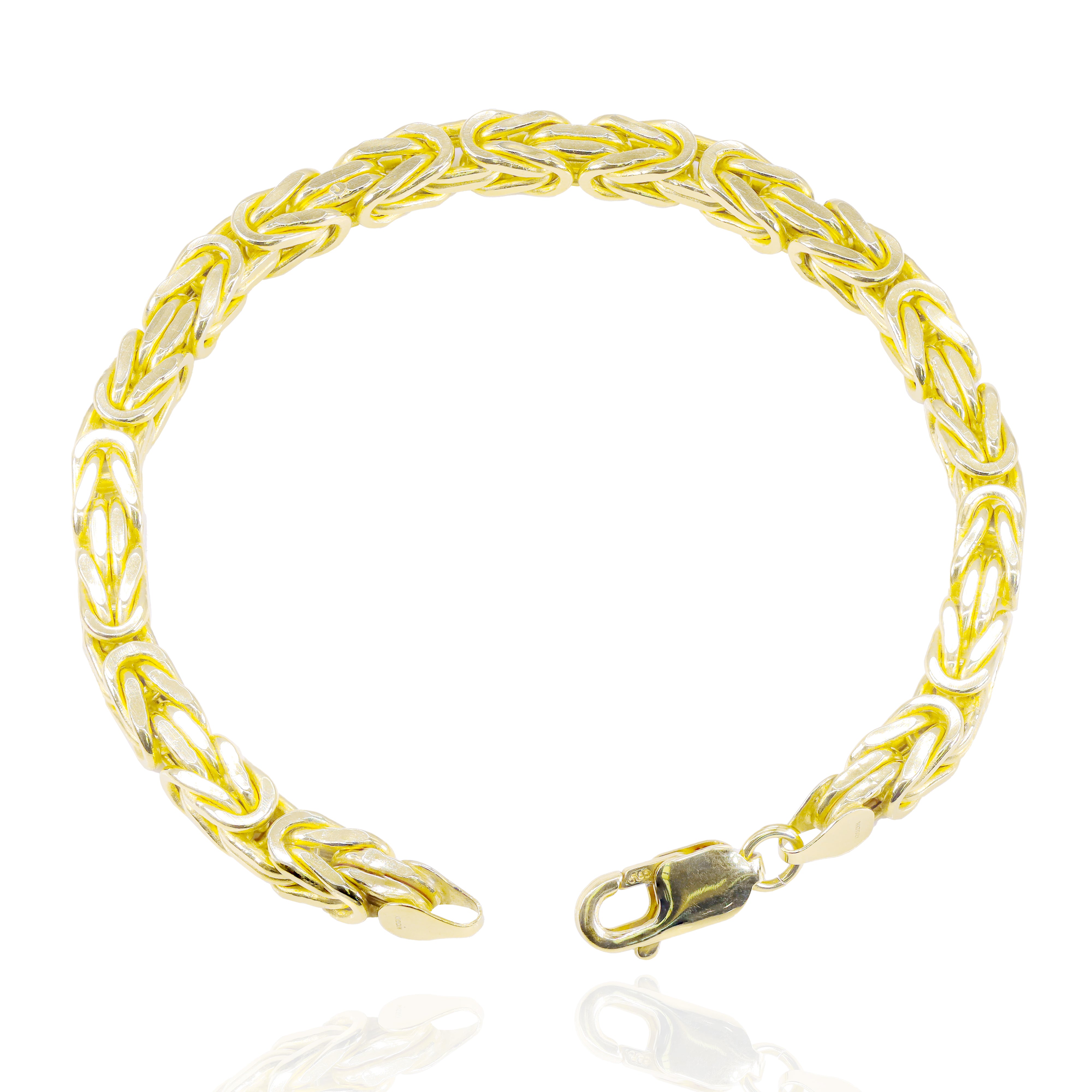 14KT Yellow Gold Semi-Solid Byzantine Solid Gold Bracelet