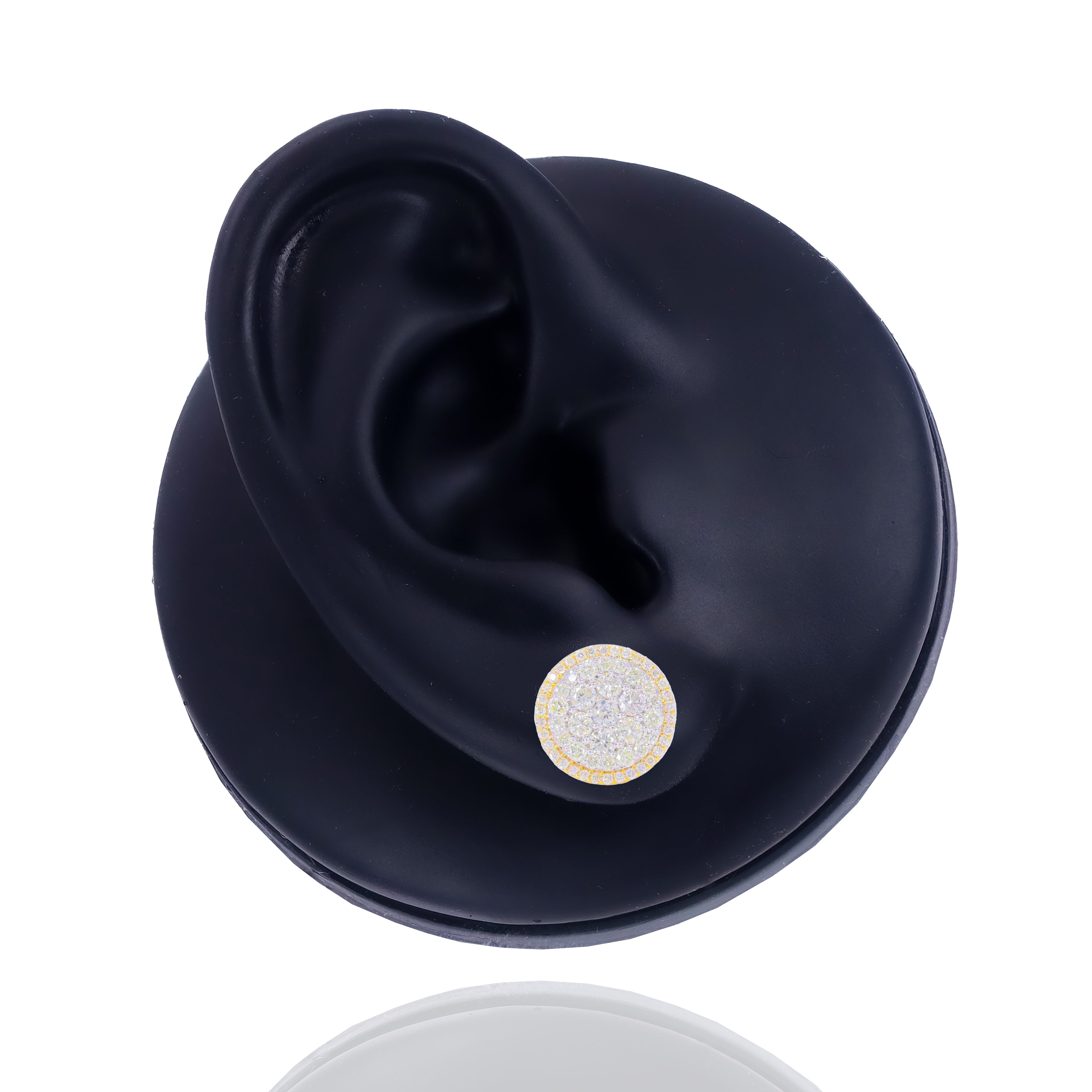 Large Round Cluster Yellow Gold Earrings