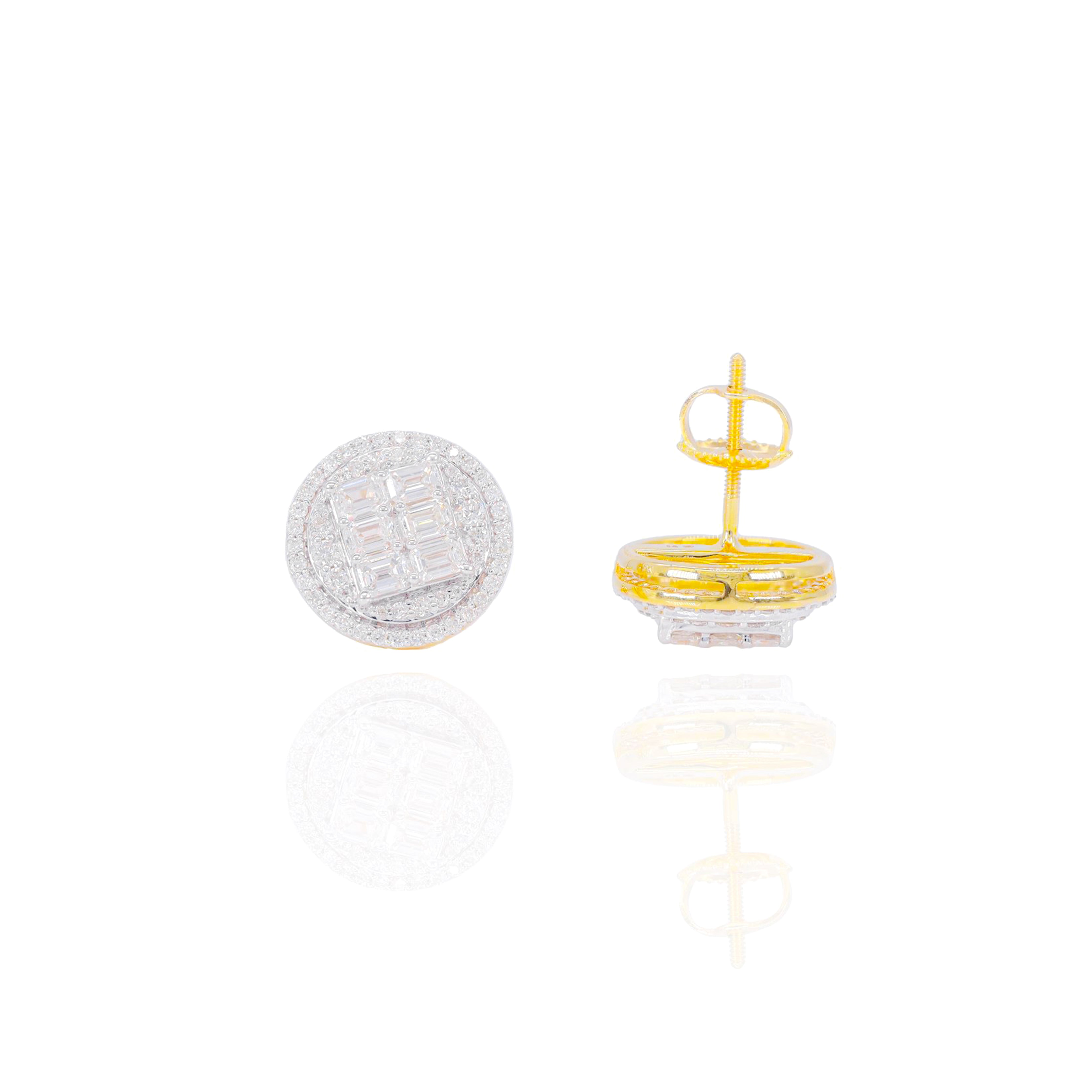 Two Row Baguette Center Diamond Earrings