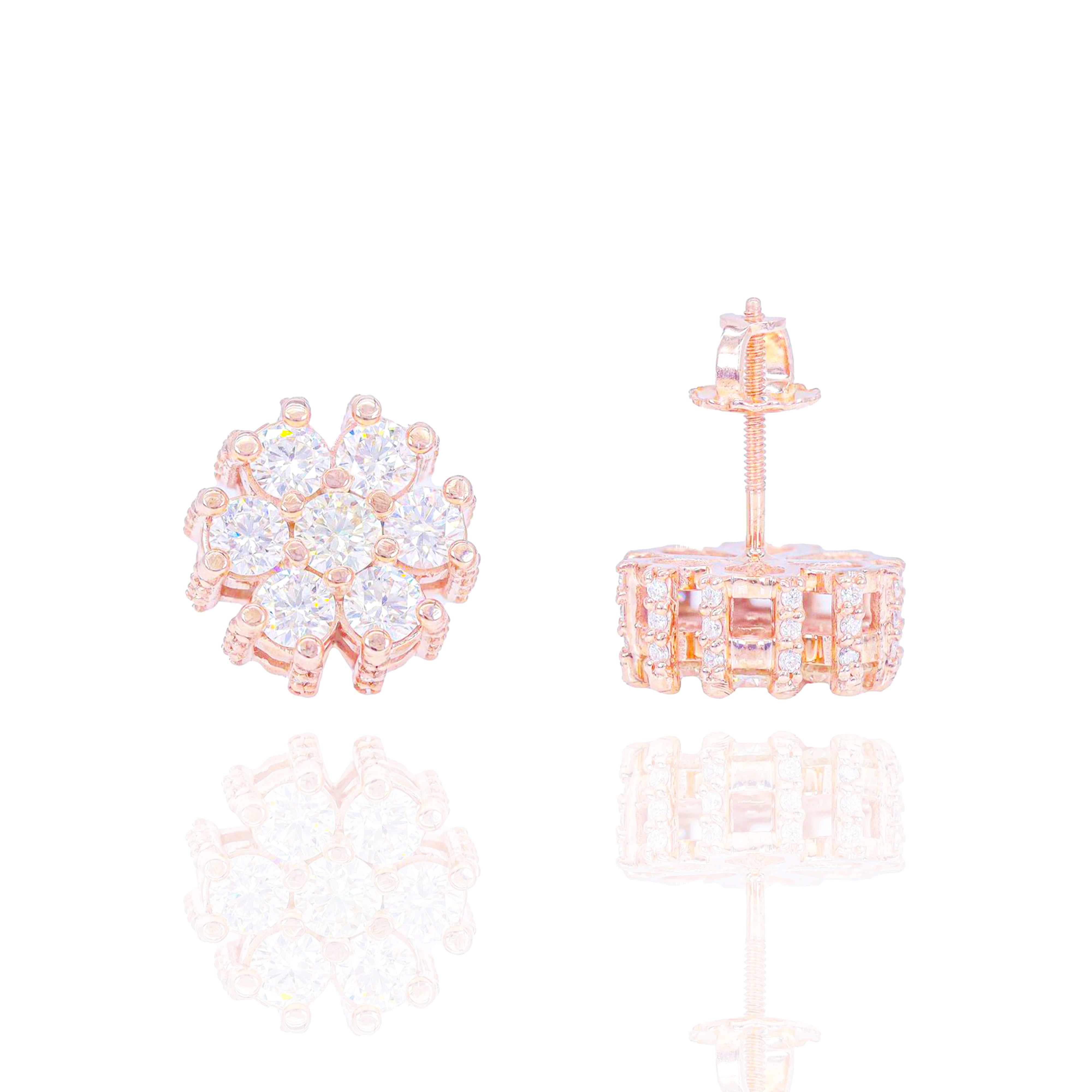 Large Pointer Diamond Flower Earrings