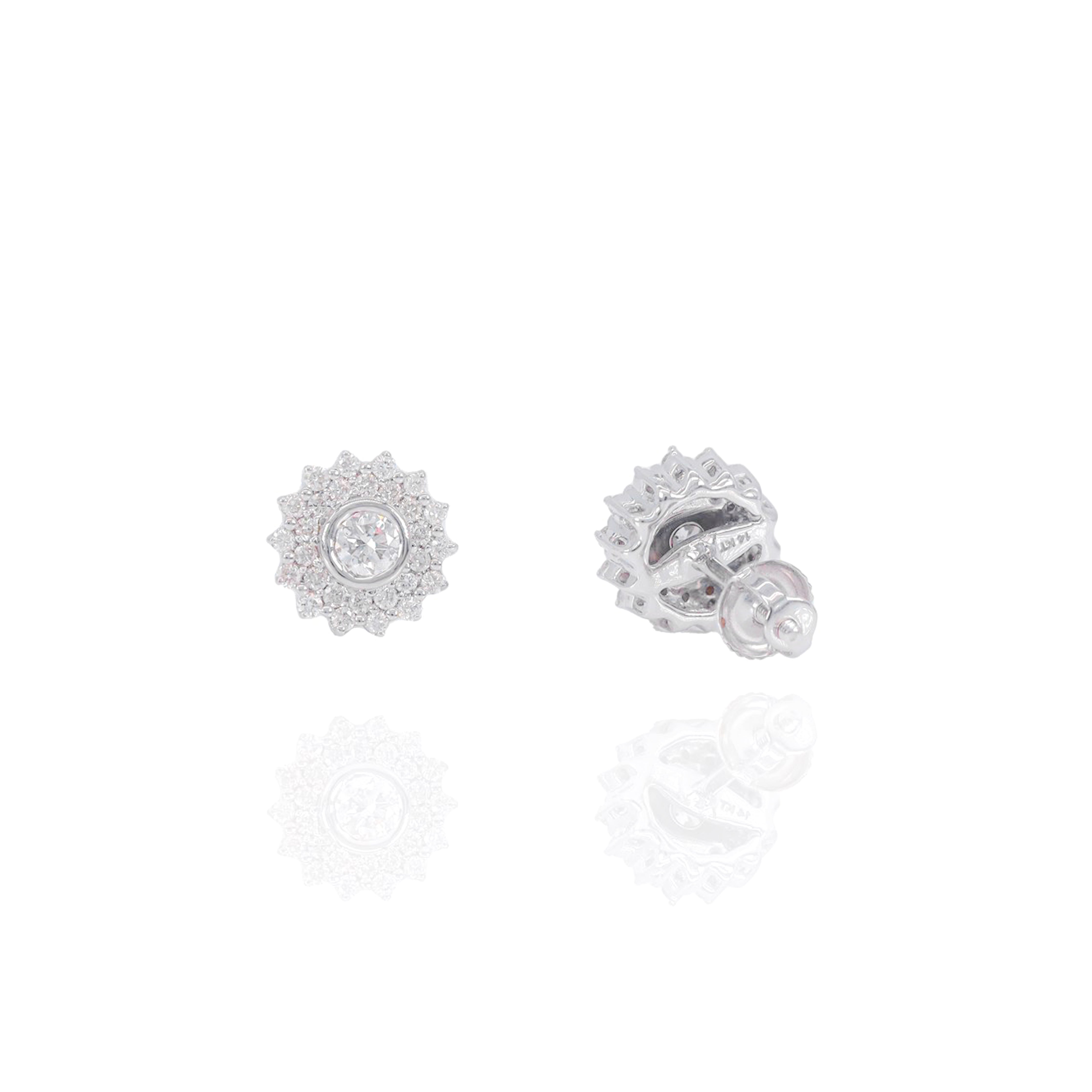 Jagged Cluster w/ Large Center Diamond Earrings