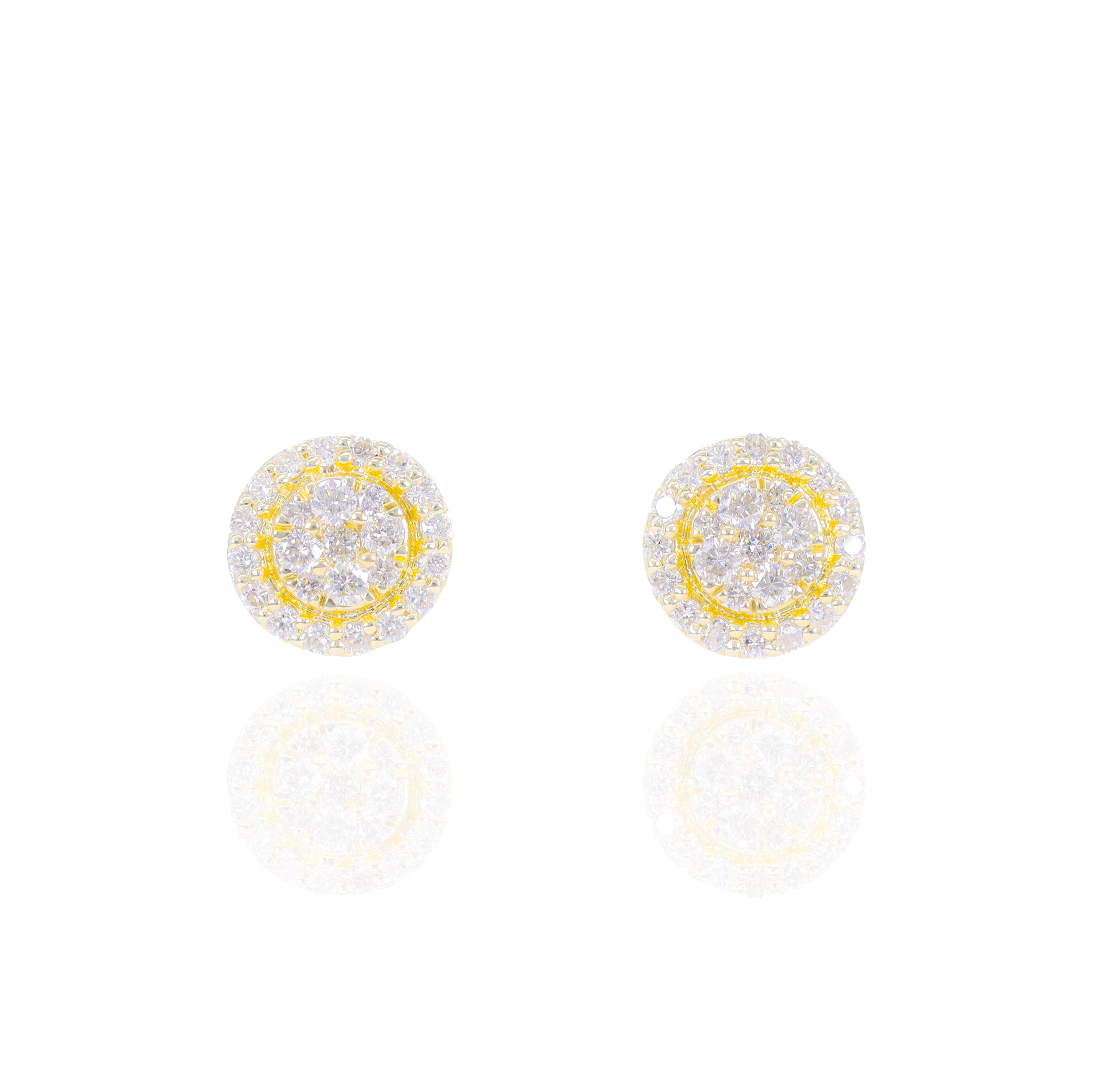 Round Cluster with Round Diamond Border Earrings