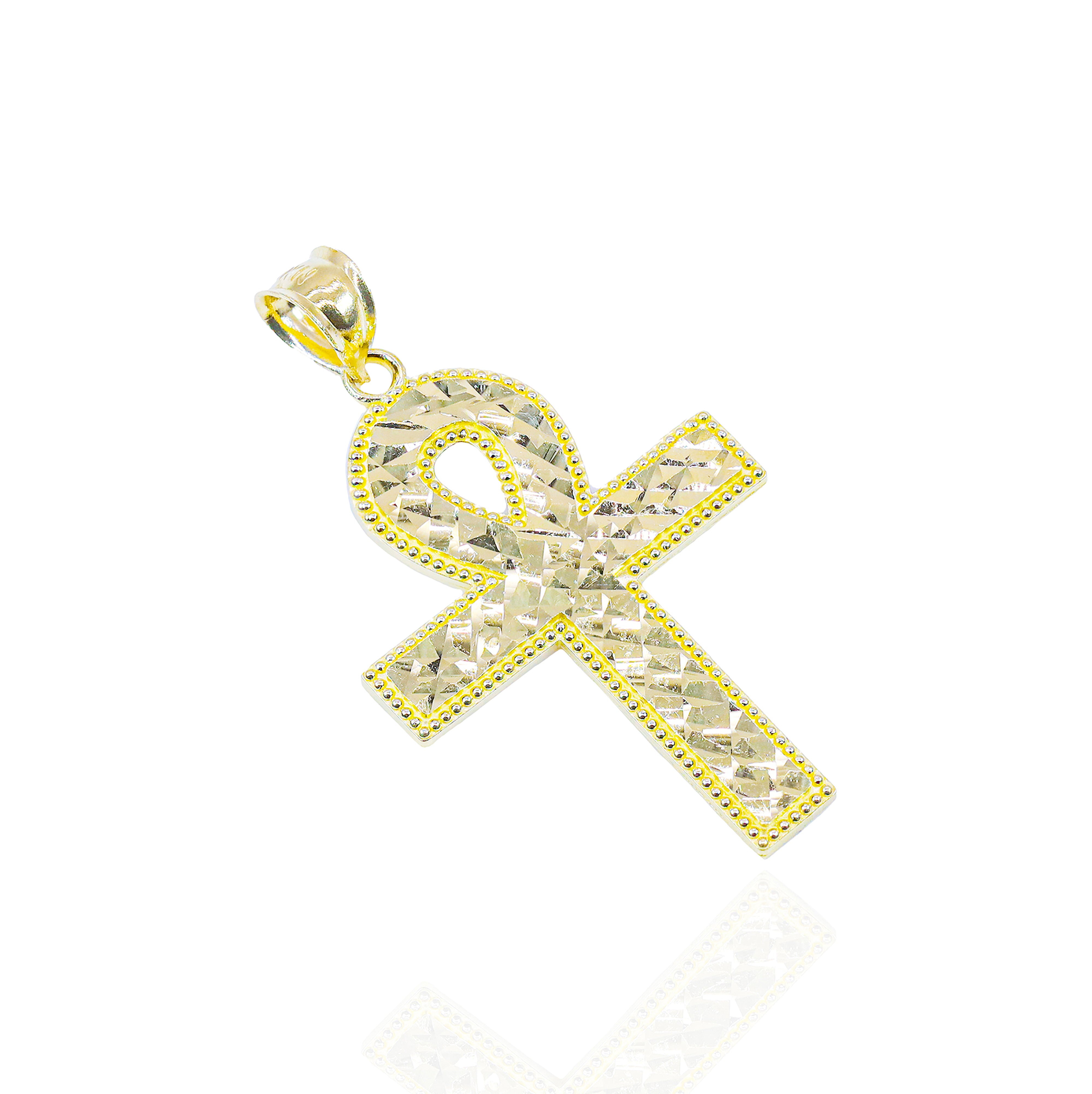 Cut Textured Ankh Gold Pendant