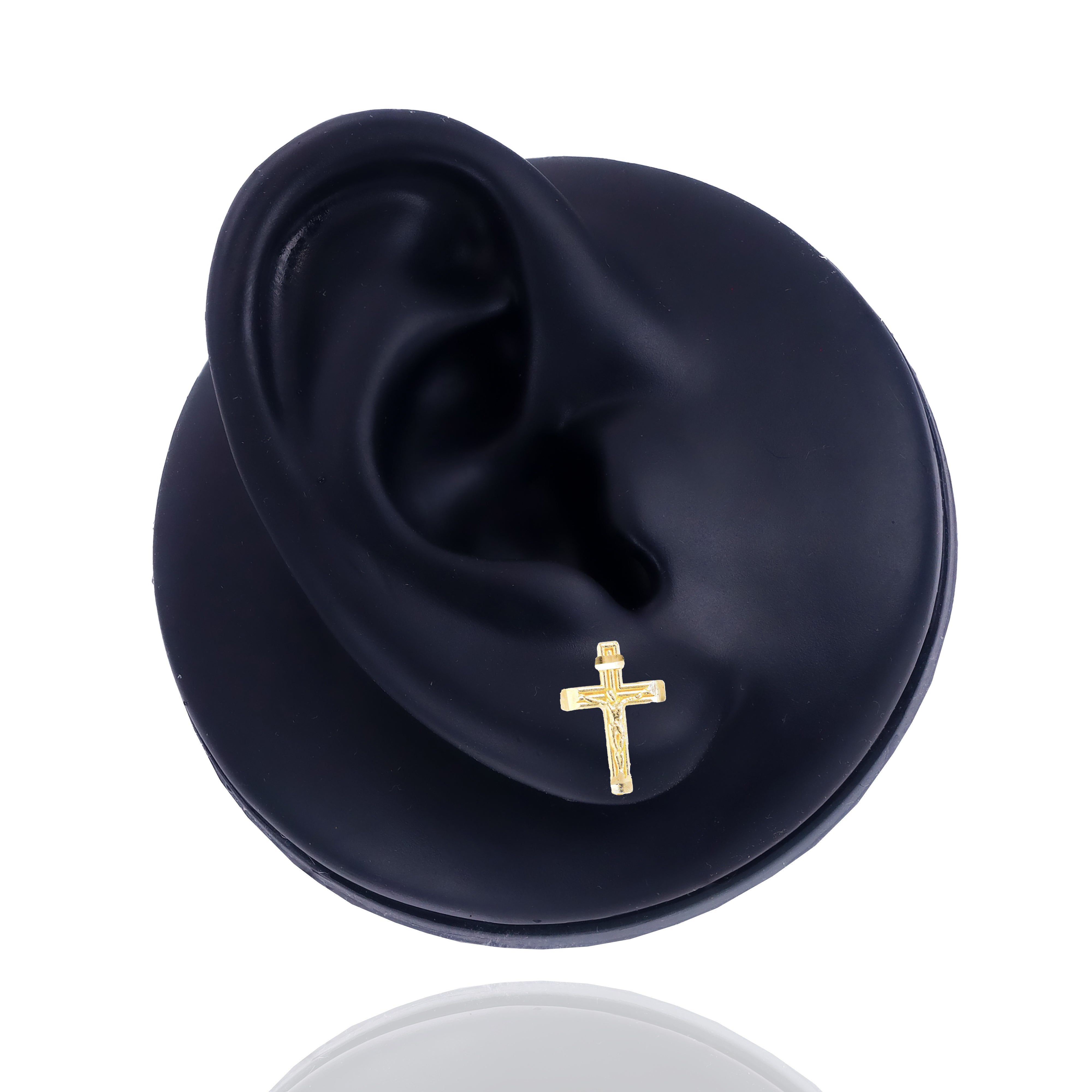 Cross w/ Jesus Solid Gold Earrings