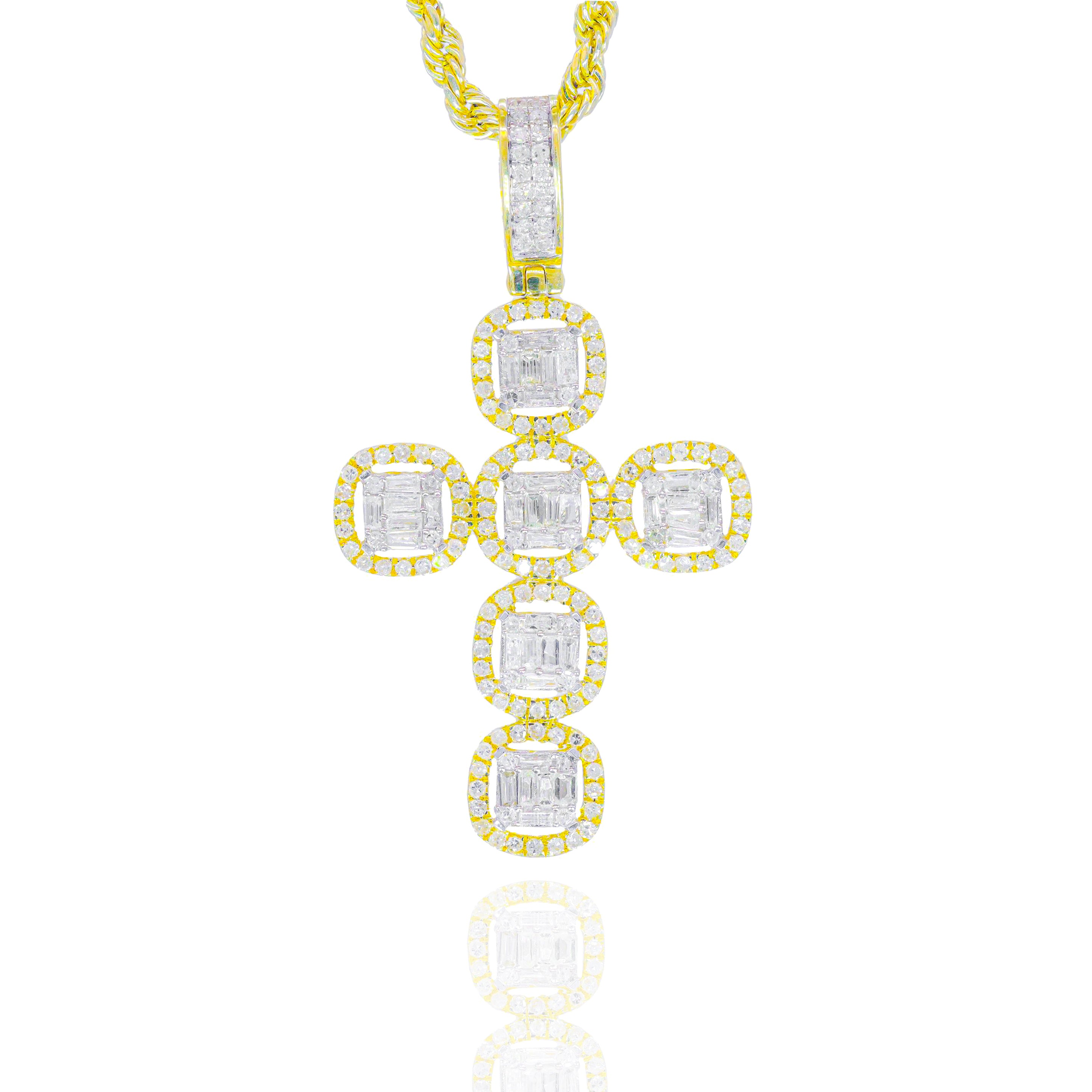 Baguette Cluster Diamond Cross Pendant
