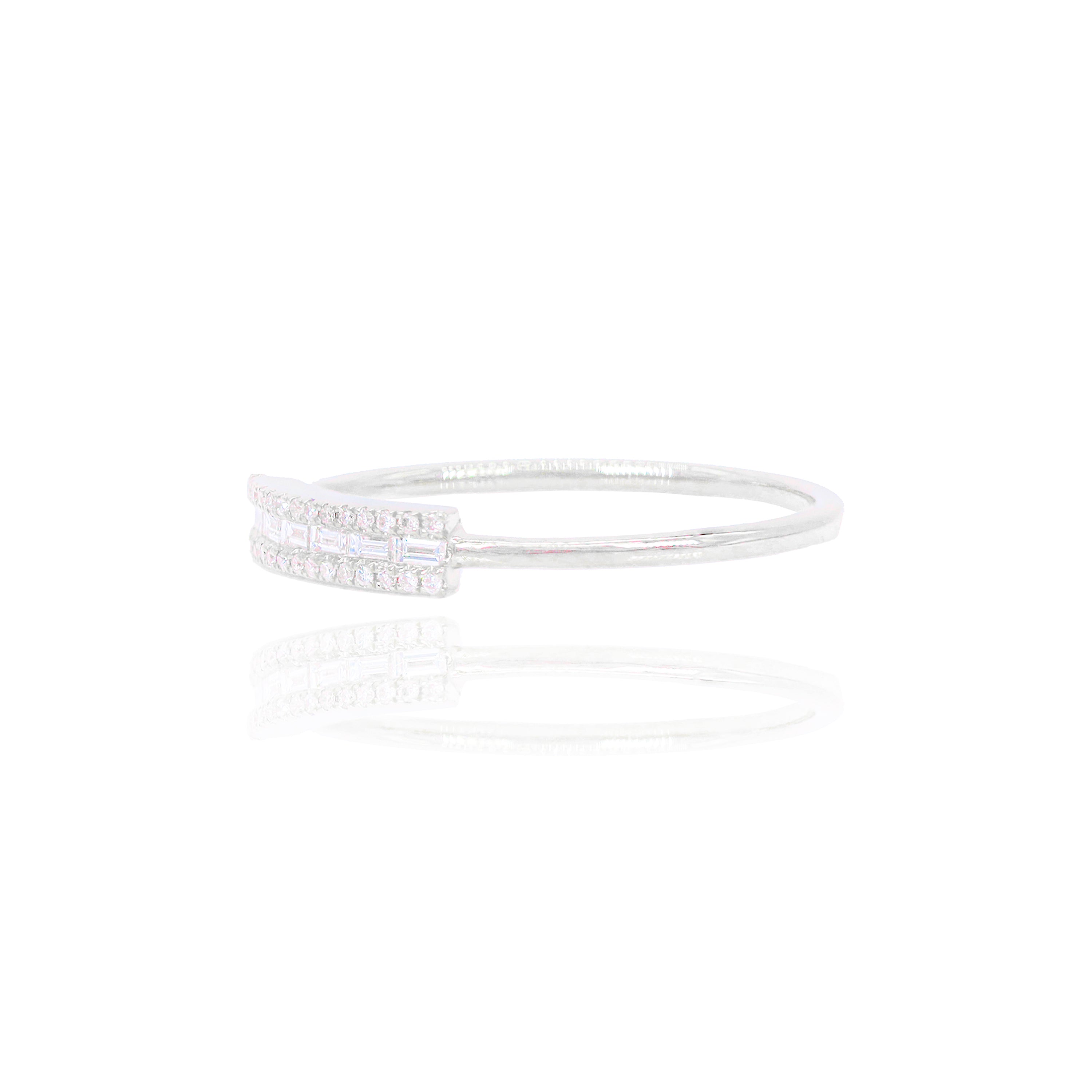 Center Baguette Diamond Ring with Gold Band