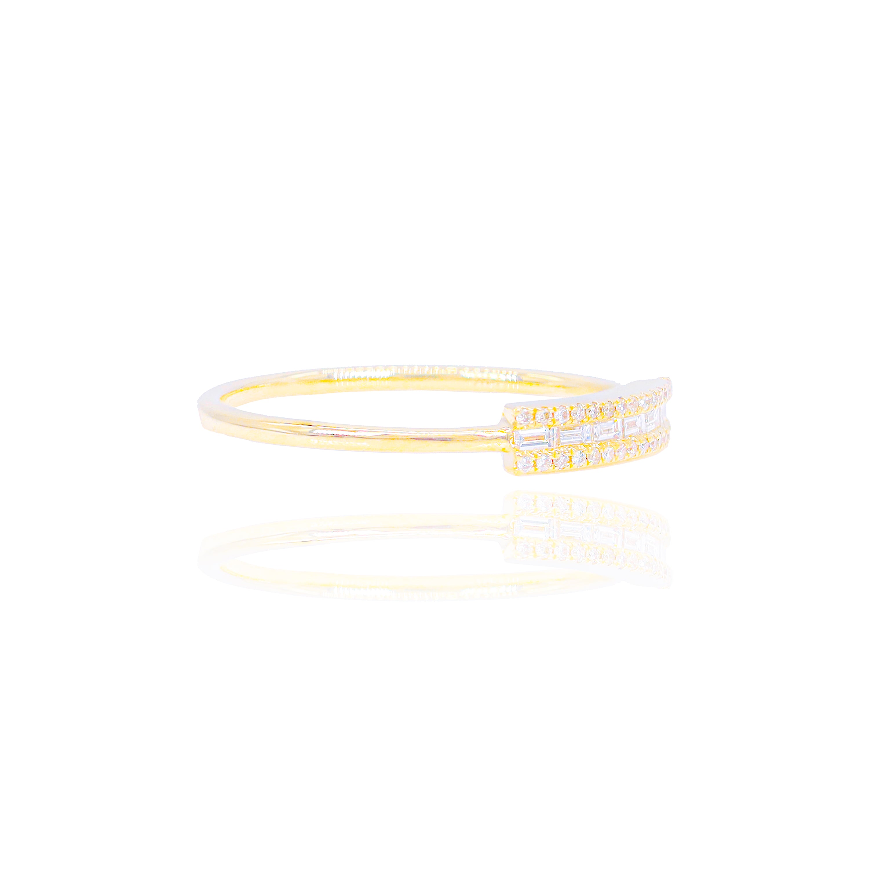 Center Baguette Diamond Ring with Gold Band