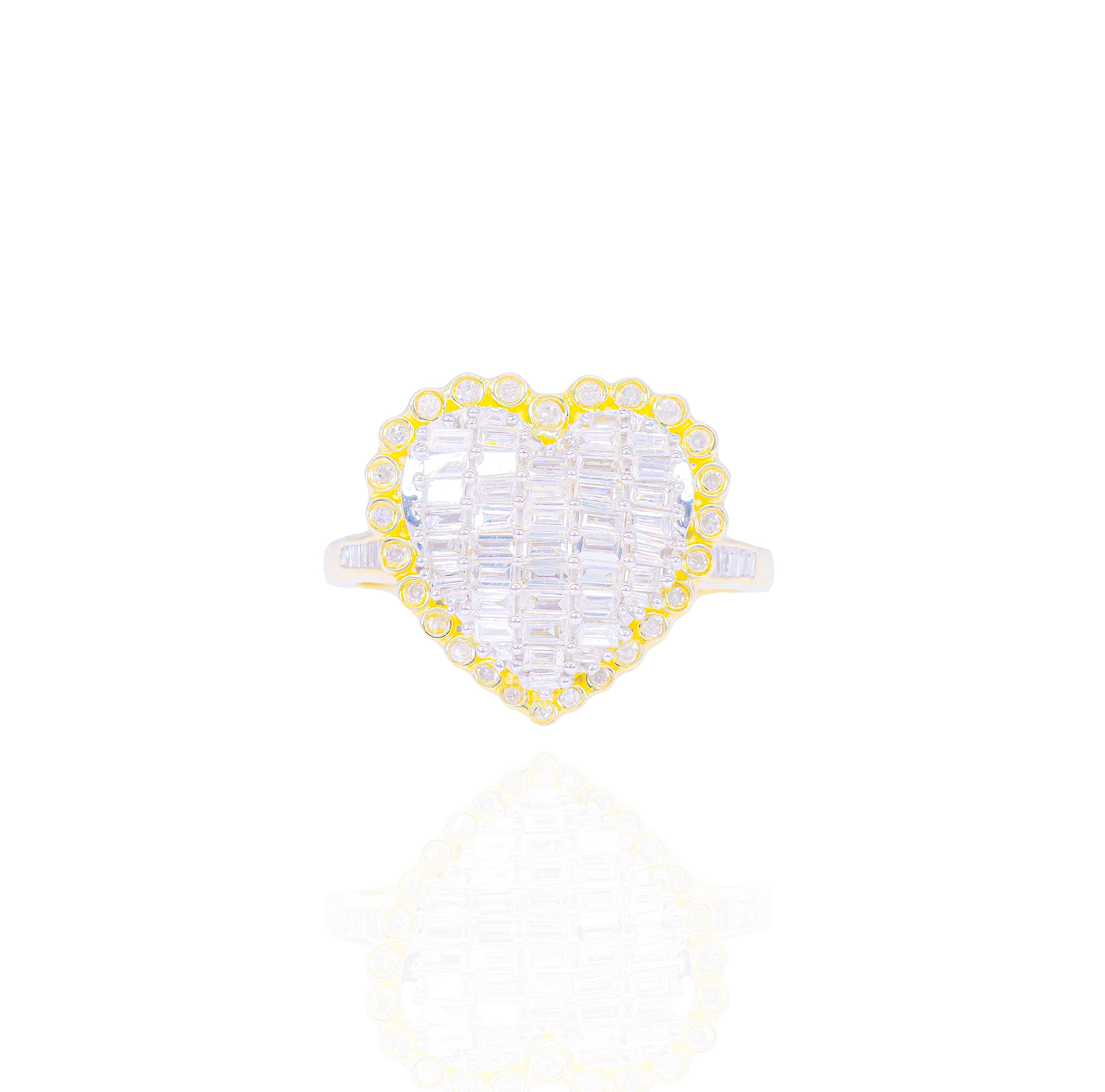 Horizontal Set Baguette Diamond Heart Ring