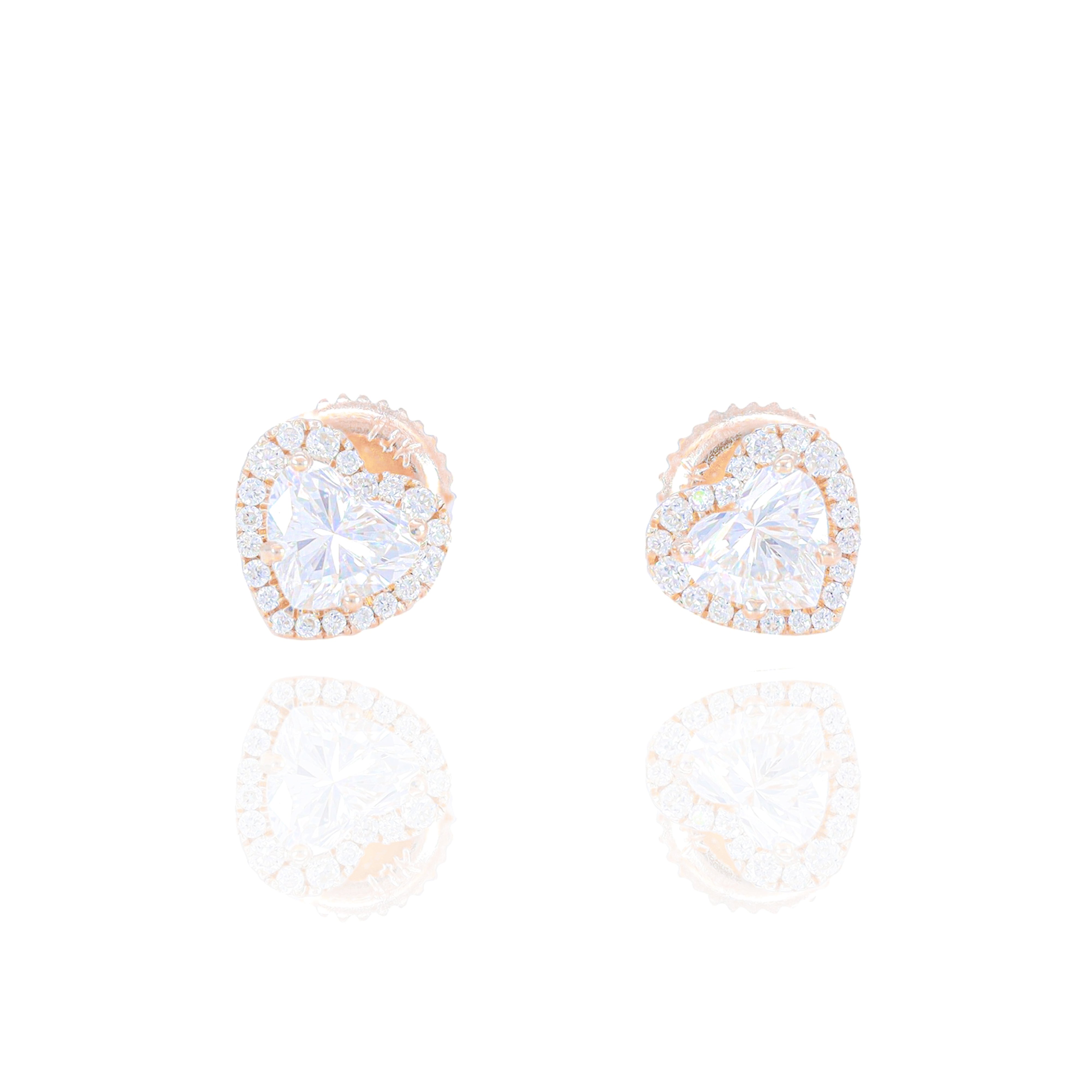 30 Pointer Heart Shaped Diamond Earrings