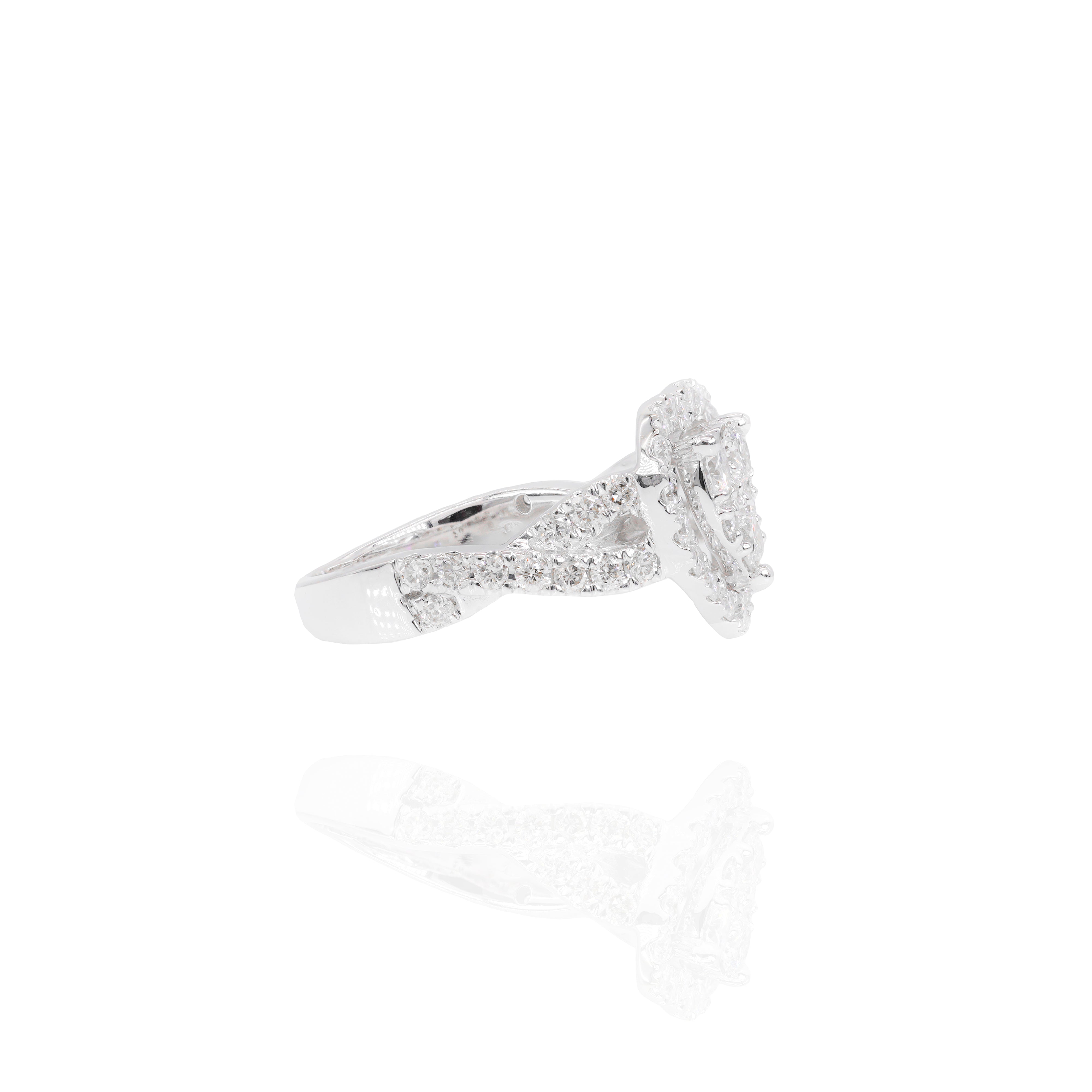 Cluster Heart with Halo Diamond Engagement Ring & Band