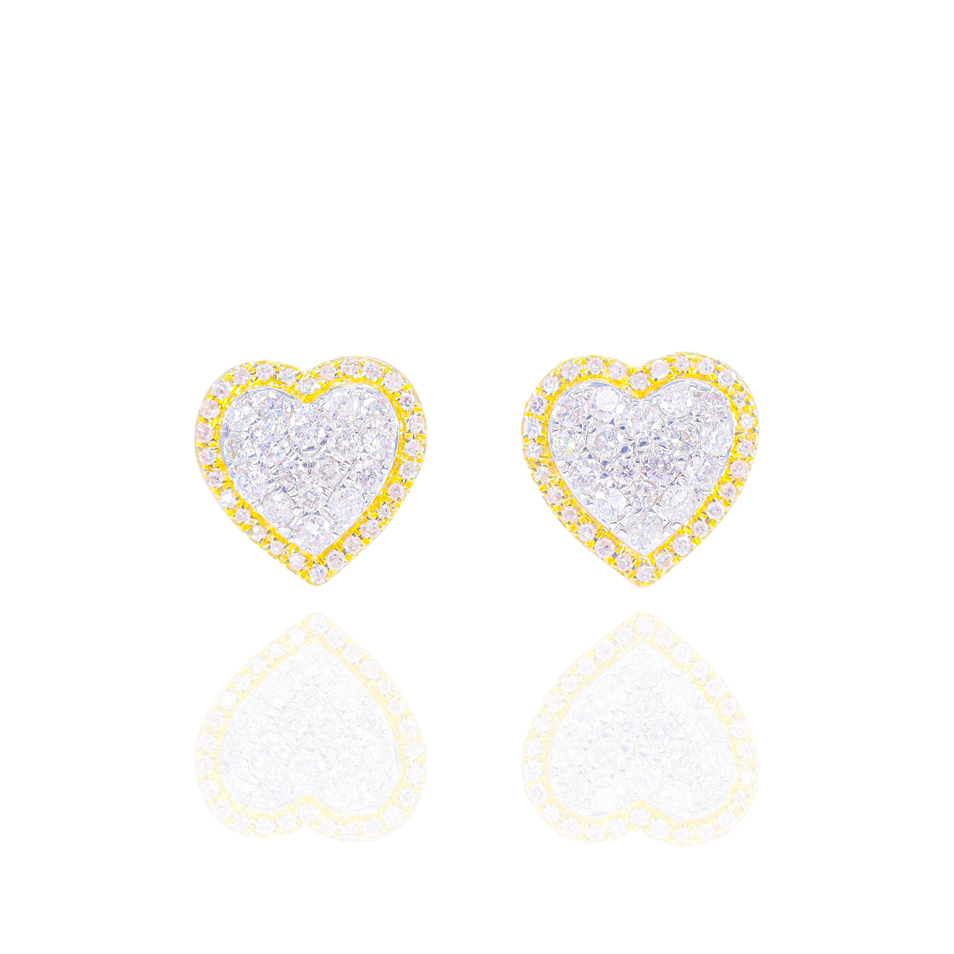 Two-Tone Heart Cluster Diamond Earrings