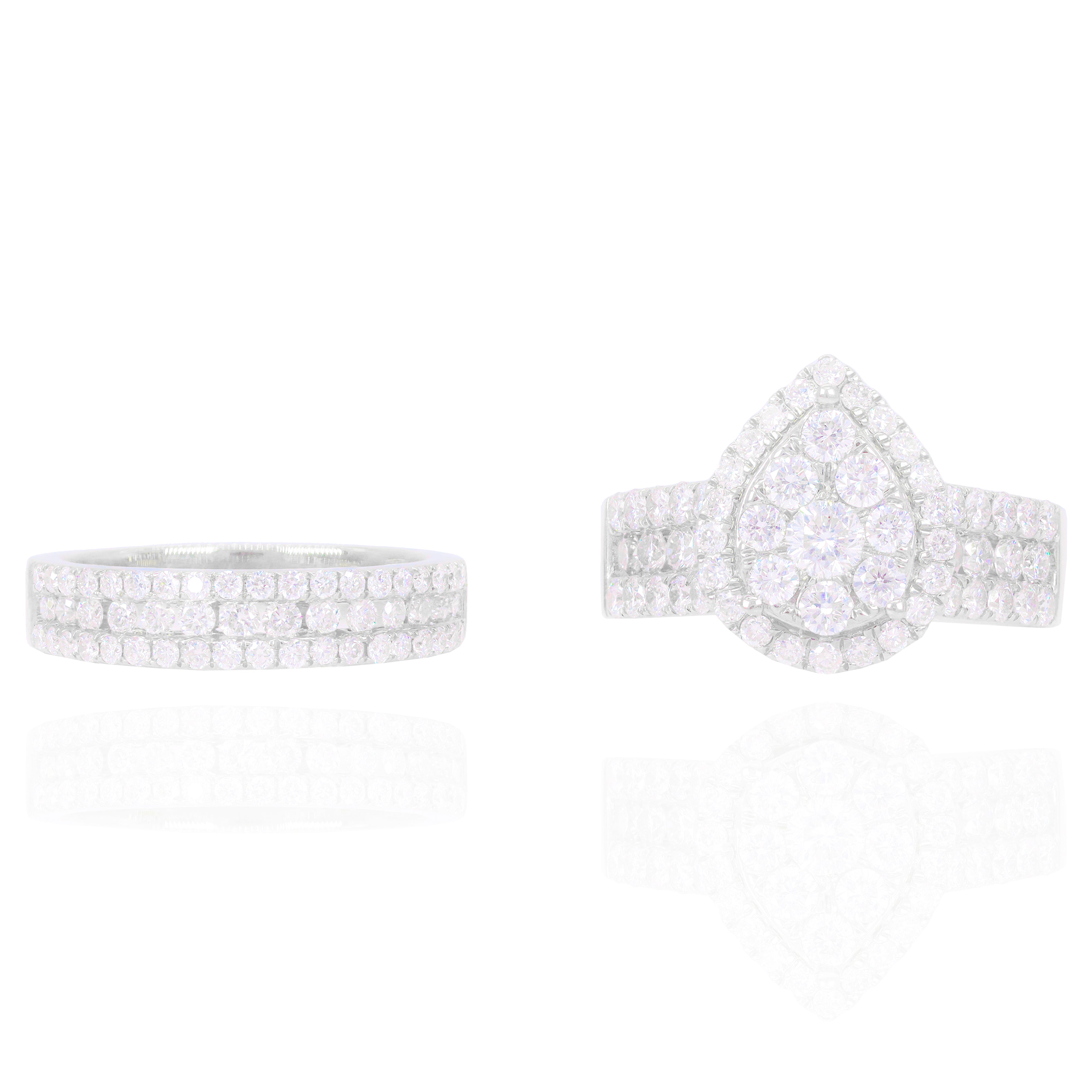 Pear Shape Engagement Ring with Halo and Hidden Stone & Band