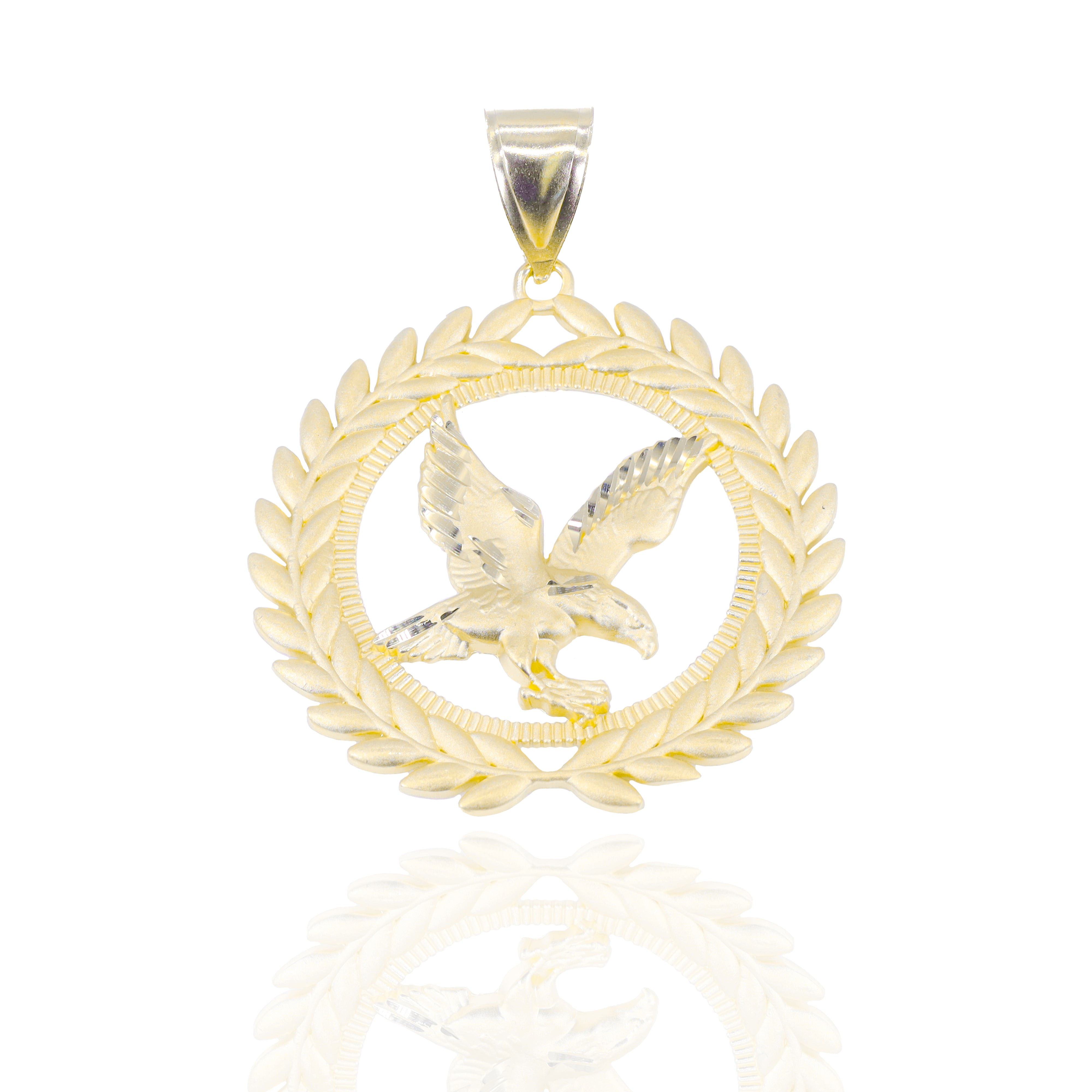 Olive Branch Eagle Gold Pendant