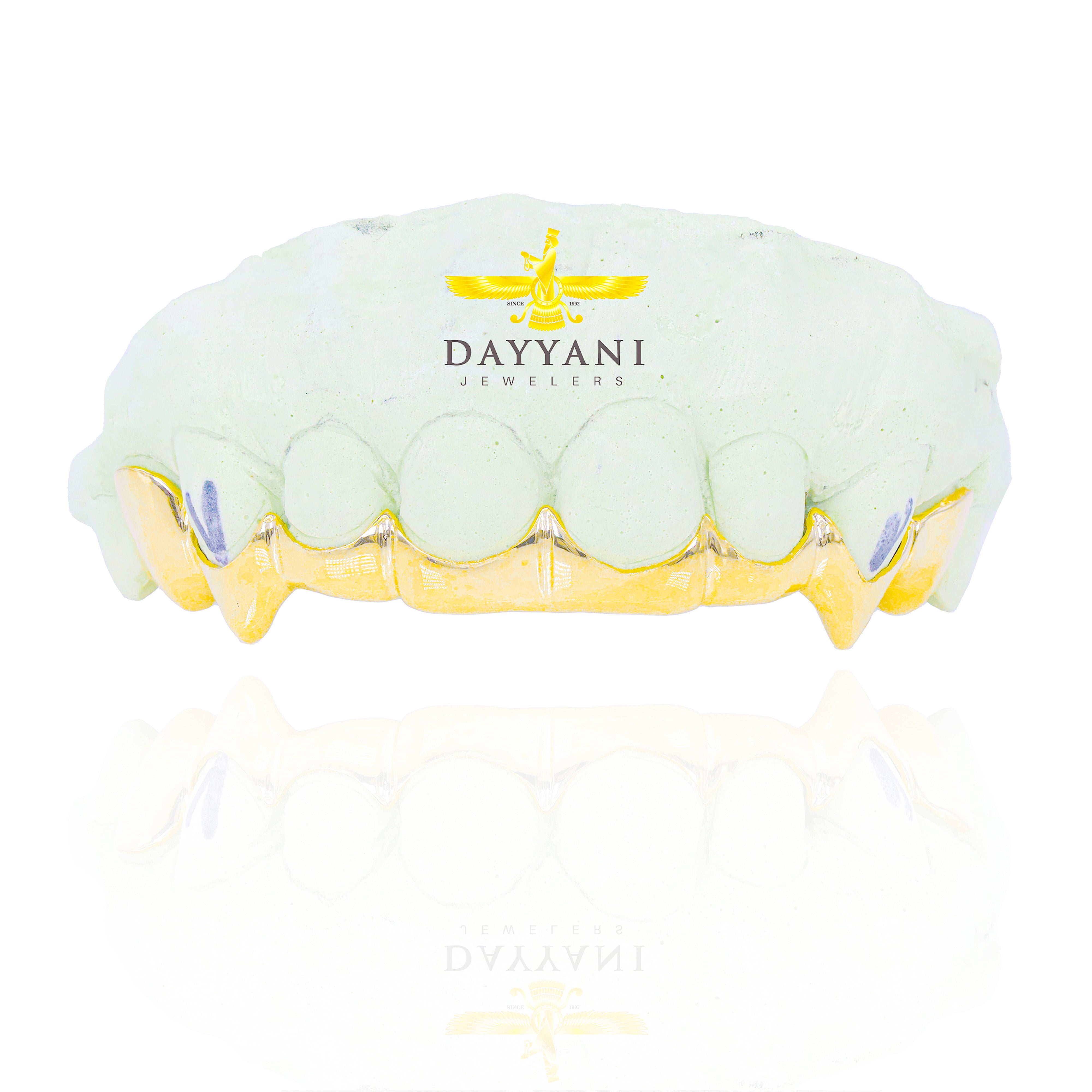 Custom 8 Teeth with Outline Front Bar with Extended Fangs Grillz