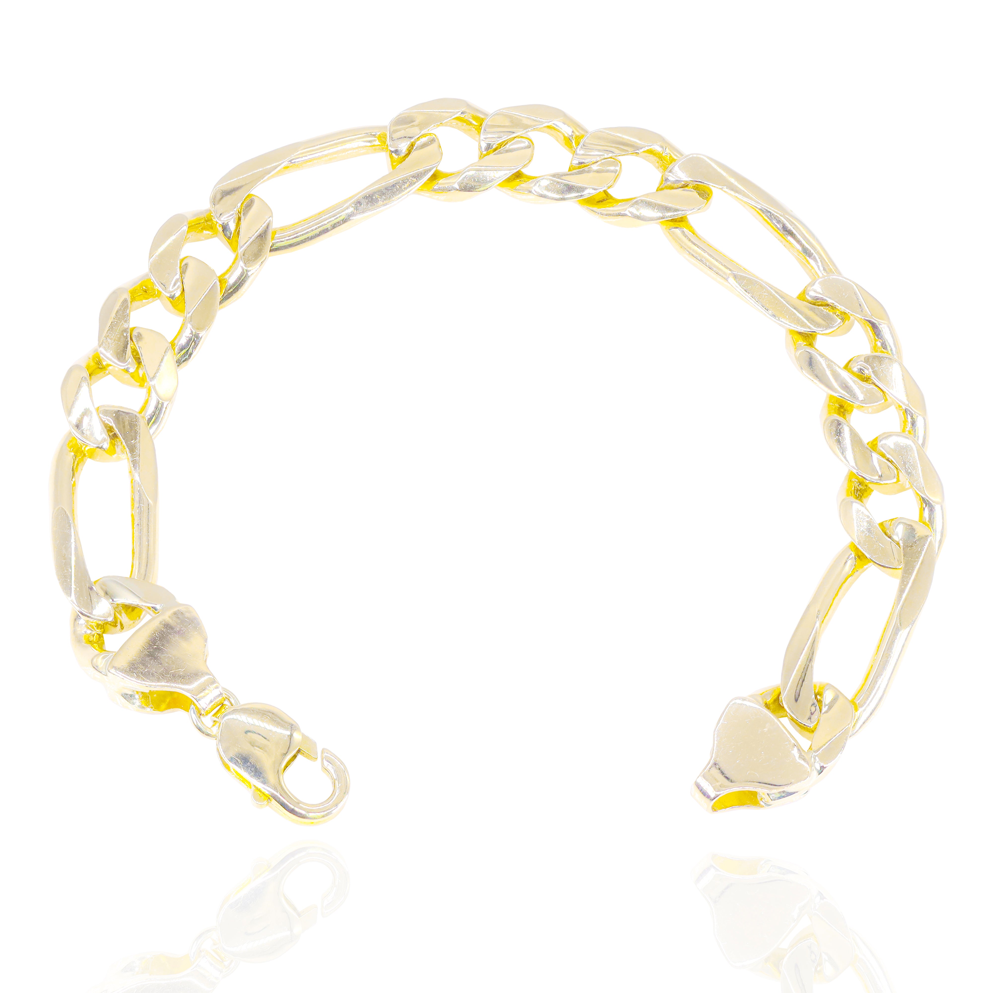 14KT Solid Yellow Gold Thick Figaro Bracelet