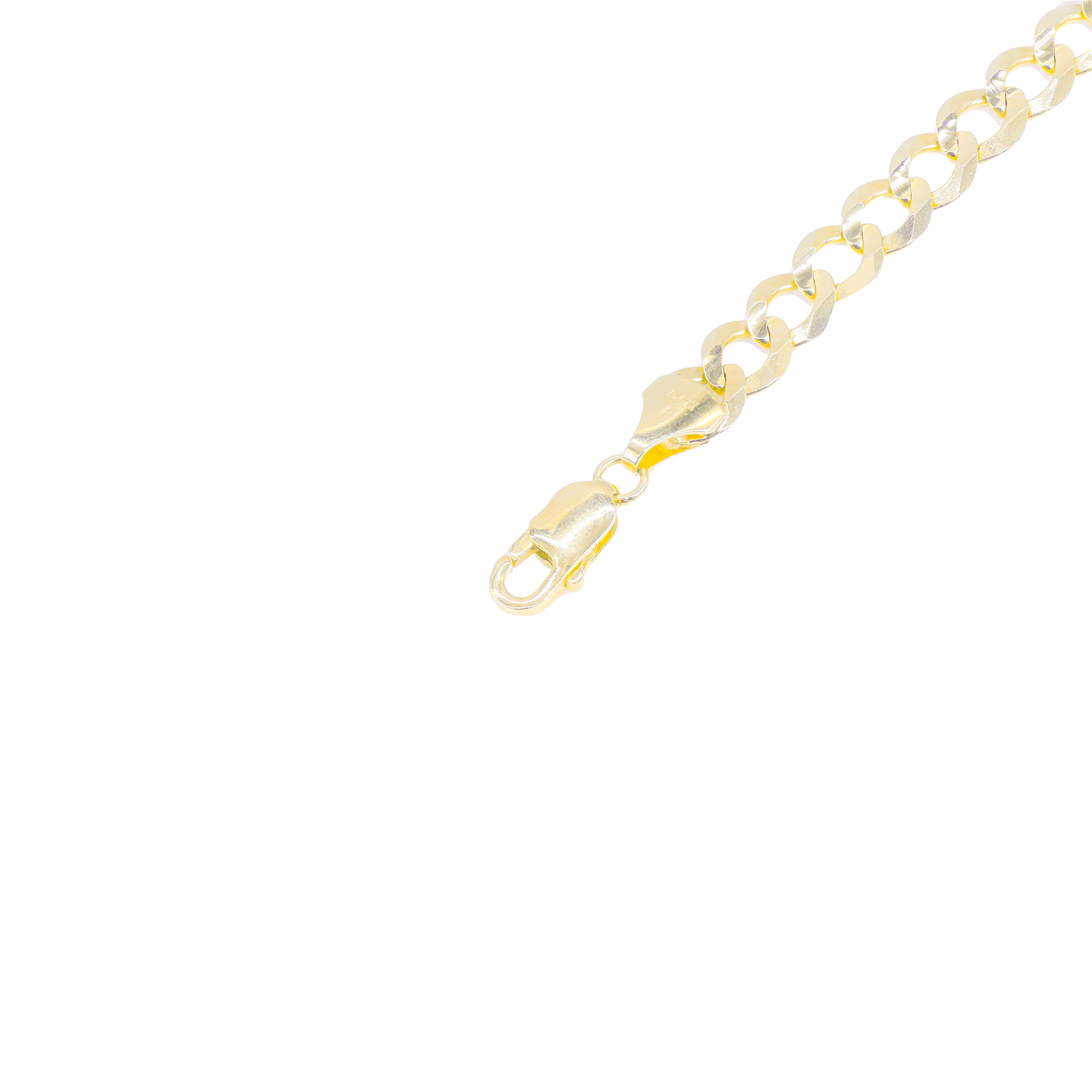 14KT Solid Flat Curb Cuban Yellow Gold Chain