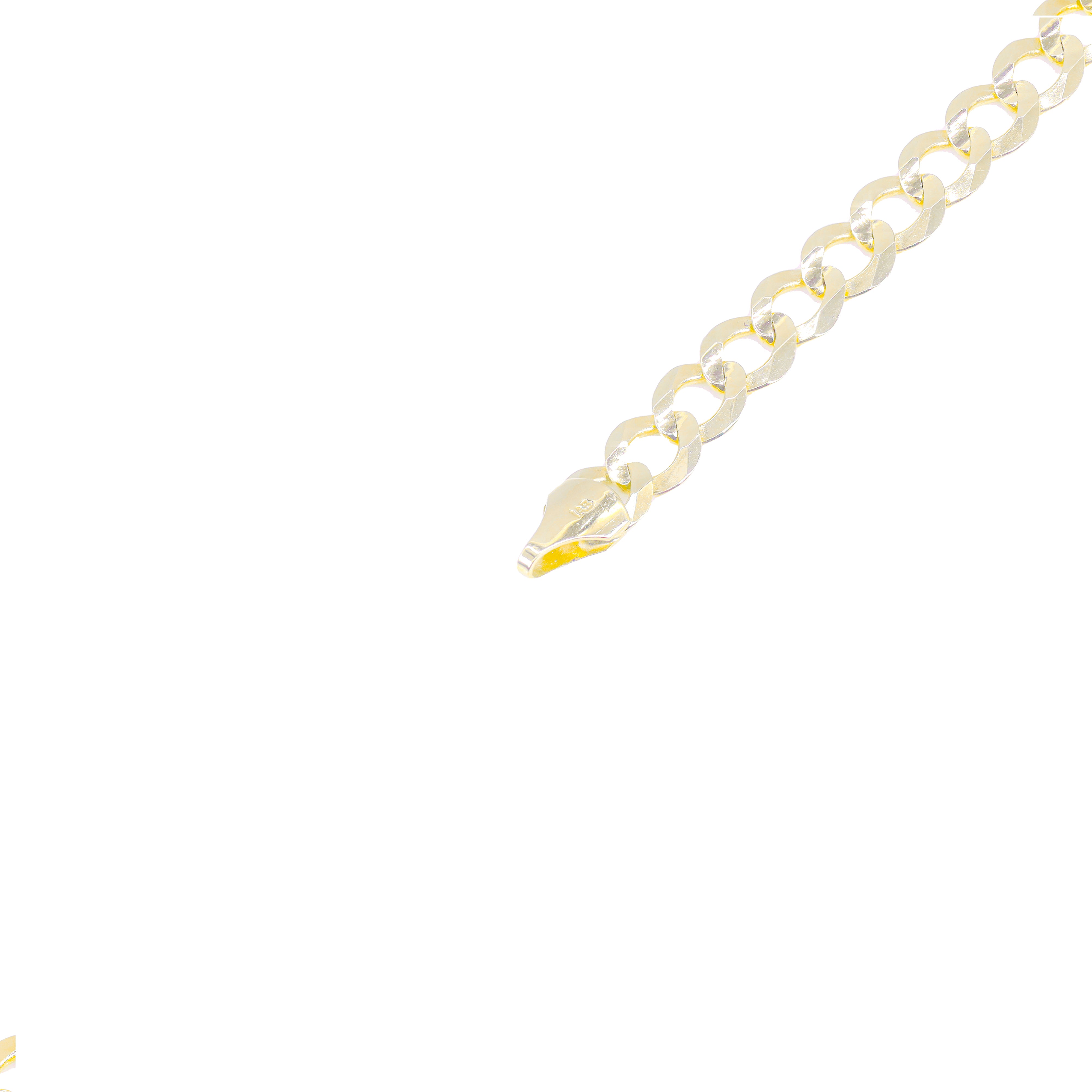 14KT Solid Flat Curb Cuban Yellow Gold Chain