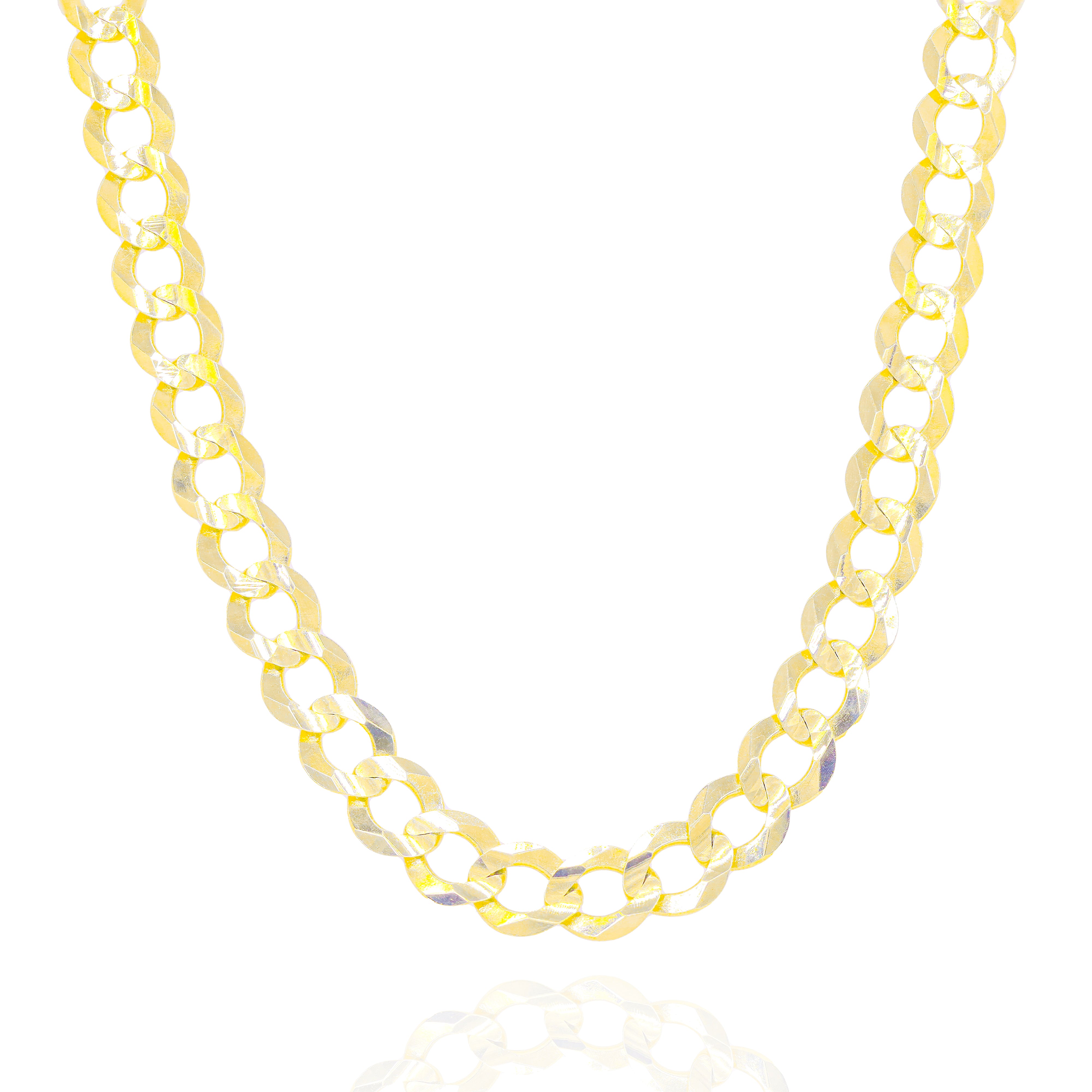 14KT Solid Flat Curb Cuban Yellow Gold Chain