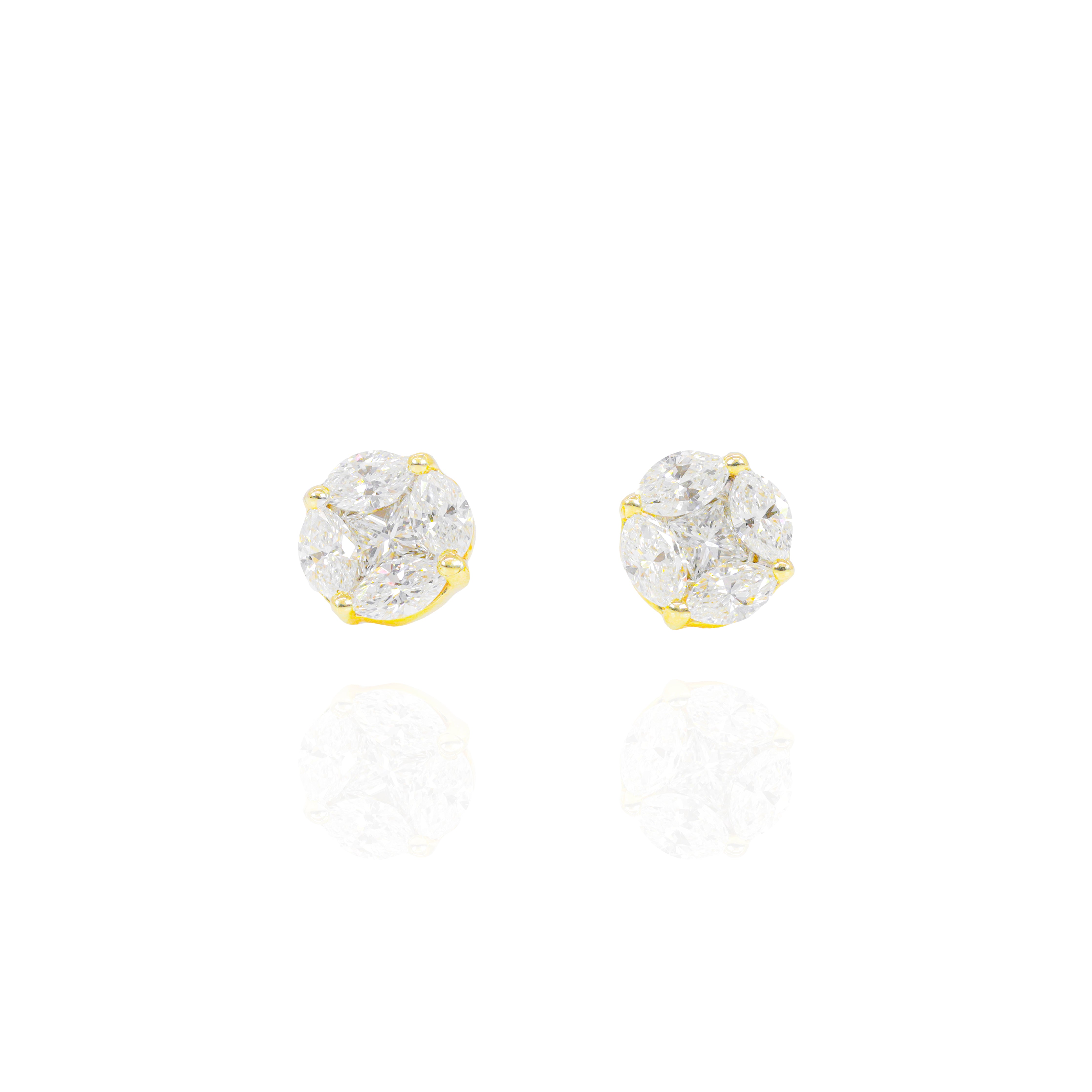 Marquise & Princess Cut Prong Set Diamond Earrings