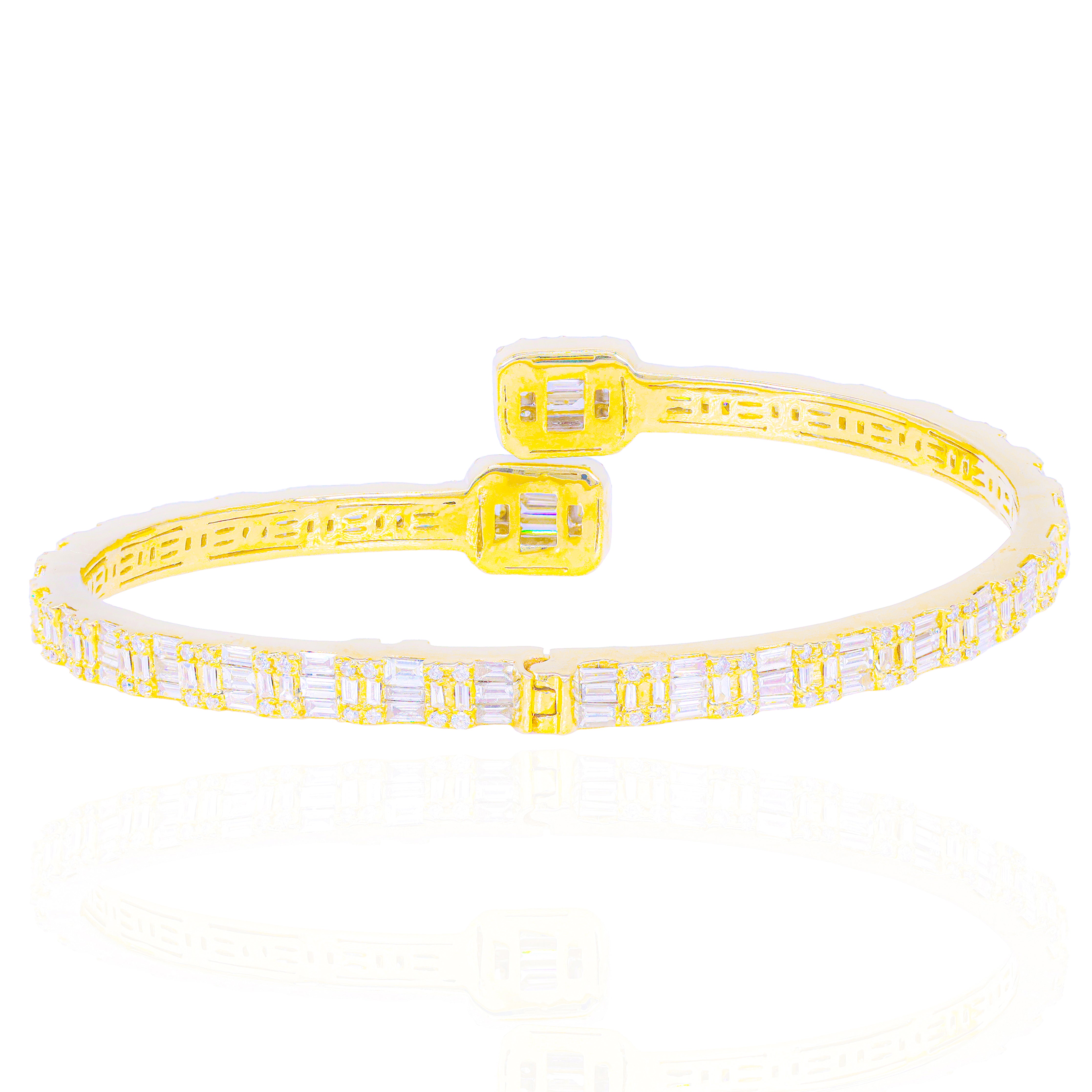 Baguette Eternity Diamond Bangle Bracelet (Thinnest)
