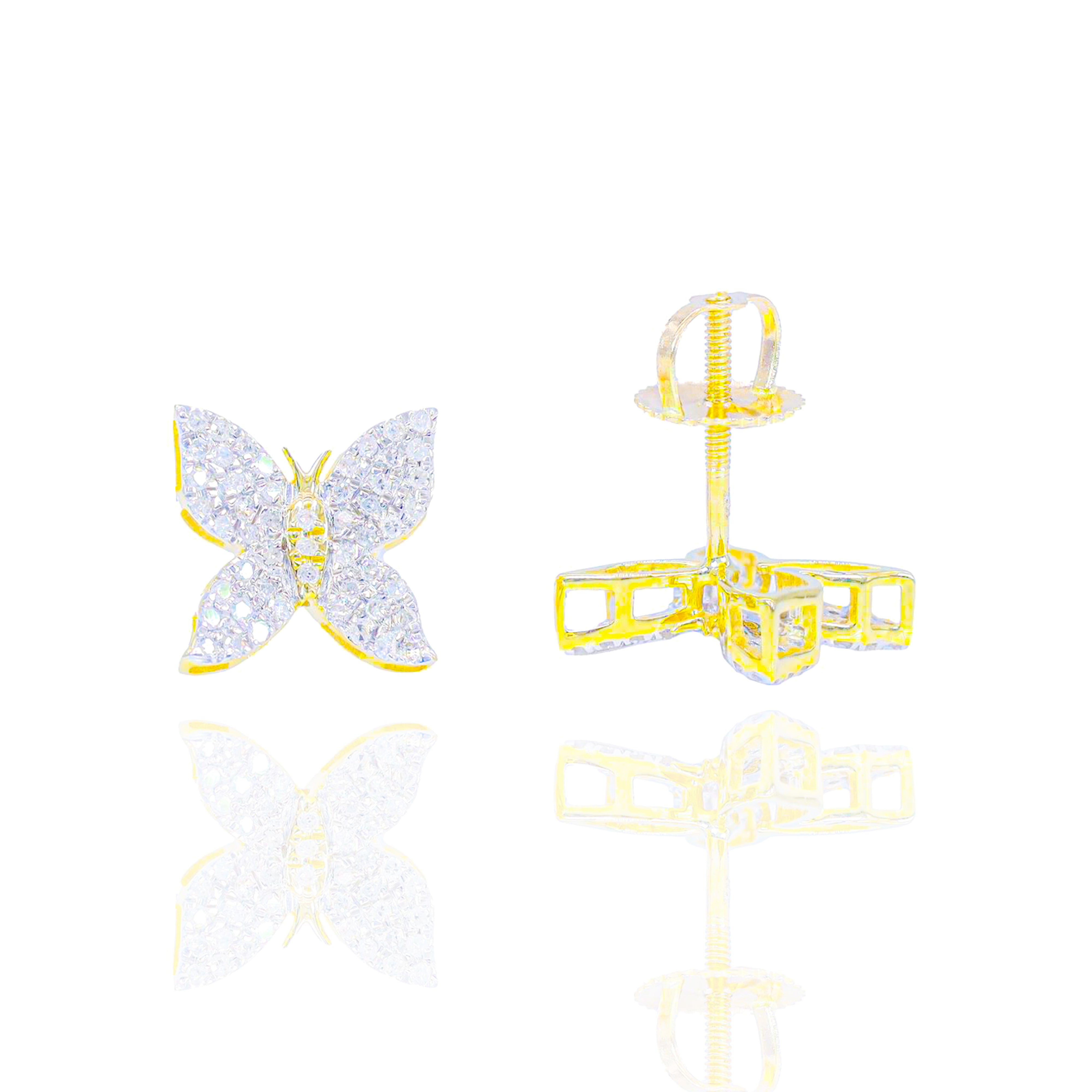 Round Diamond Butterfly Earrings