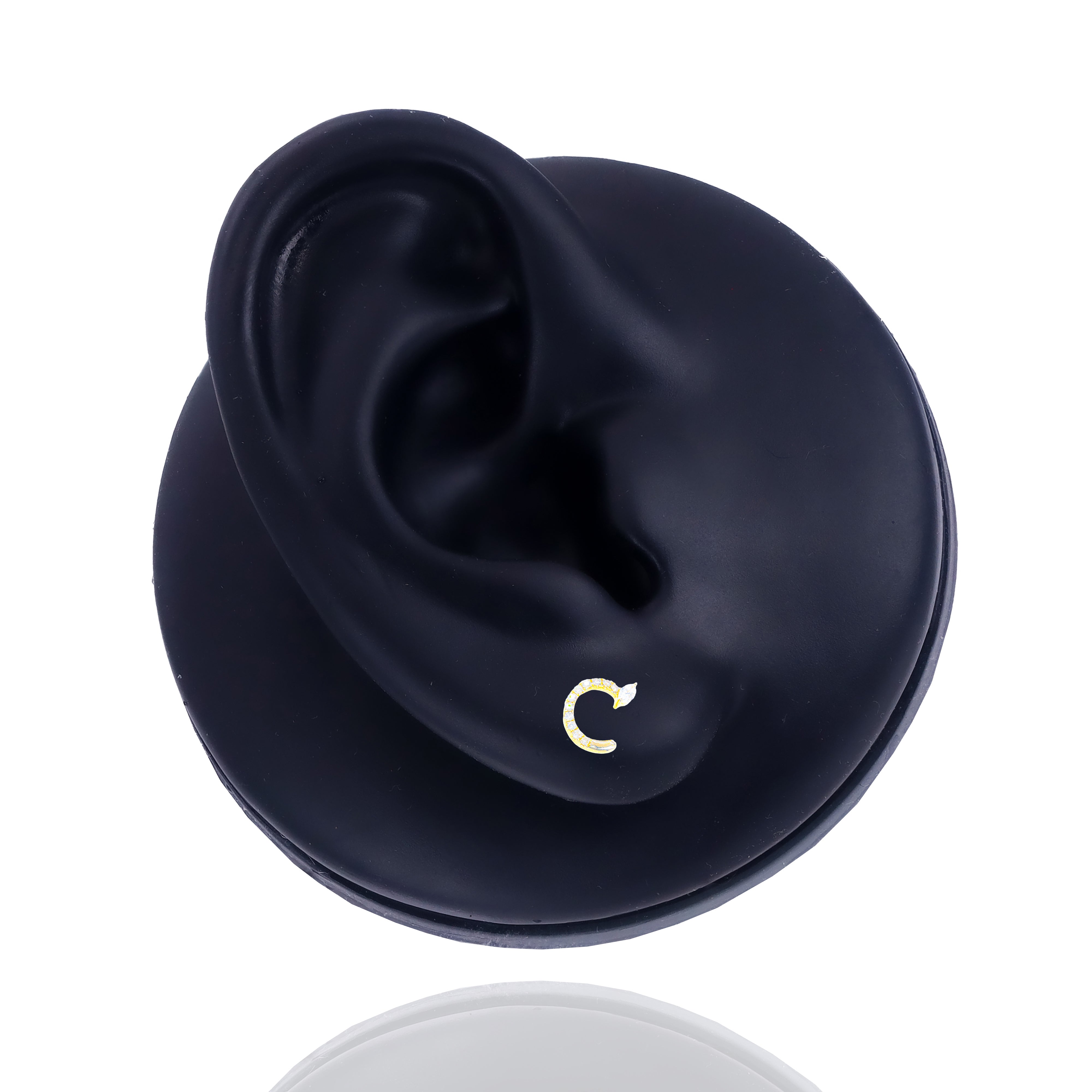 Half Circle Marquis and Round Diamond Earrings