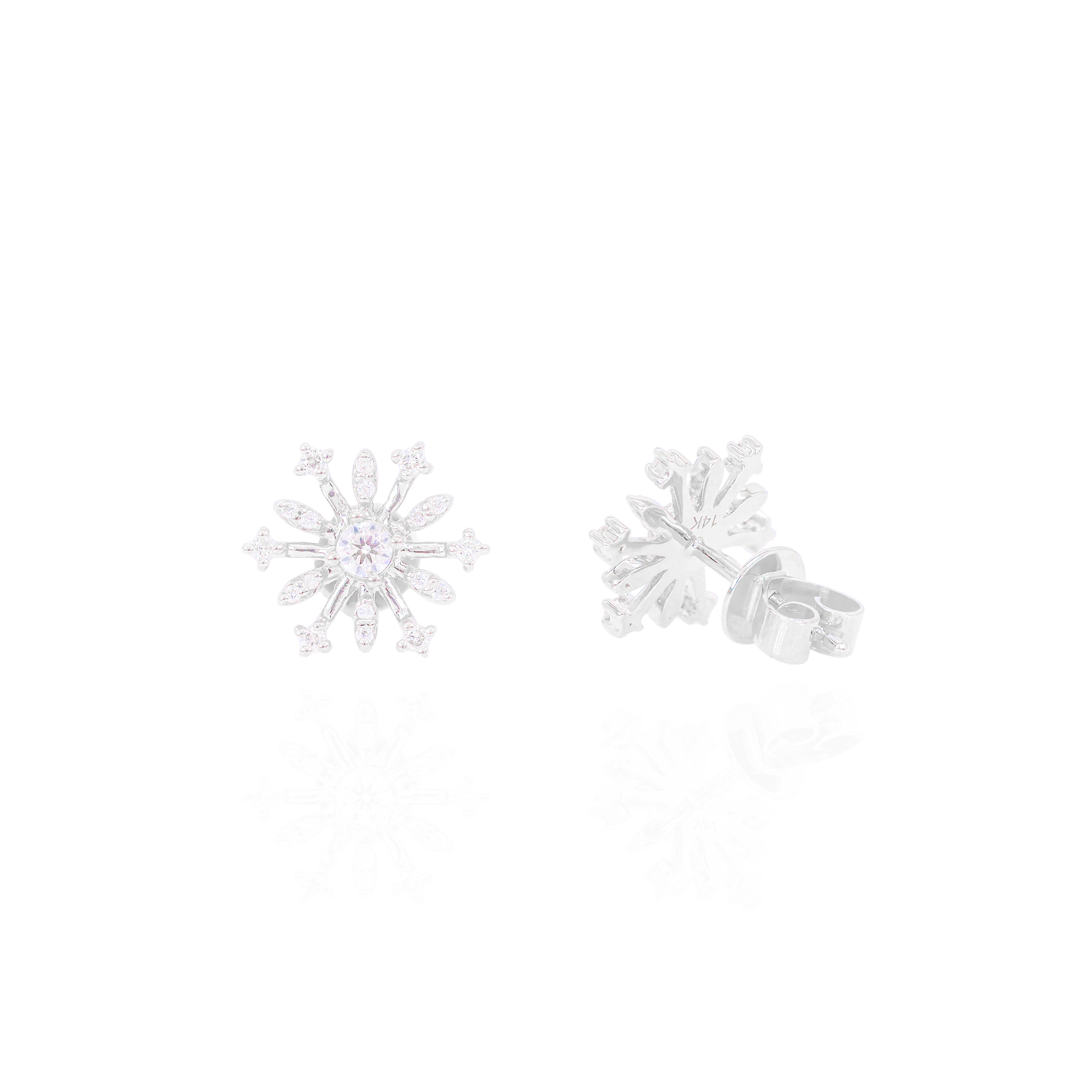 Open Style Snowflake Diamond Earrings