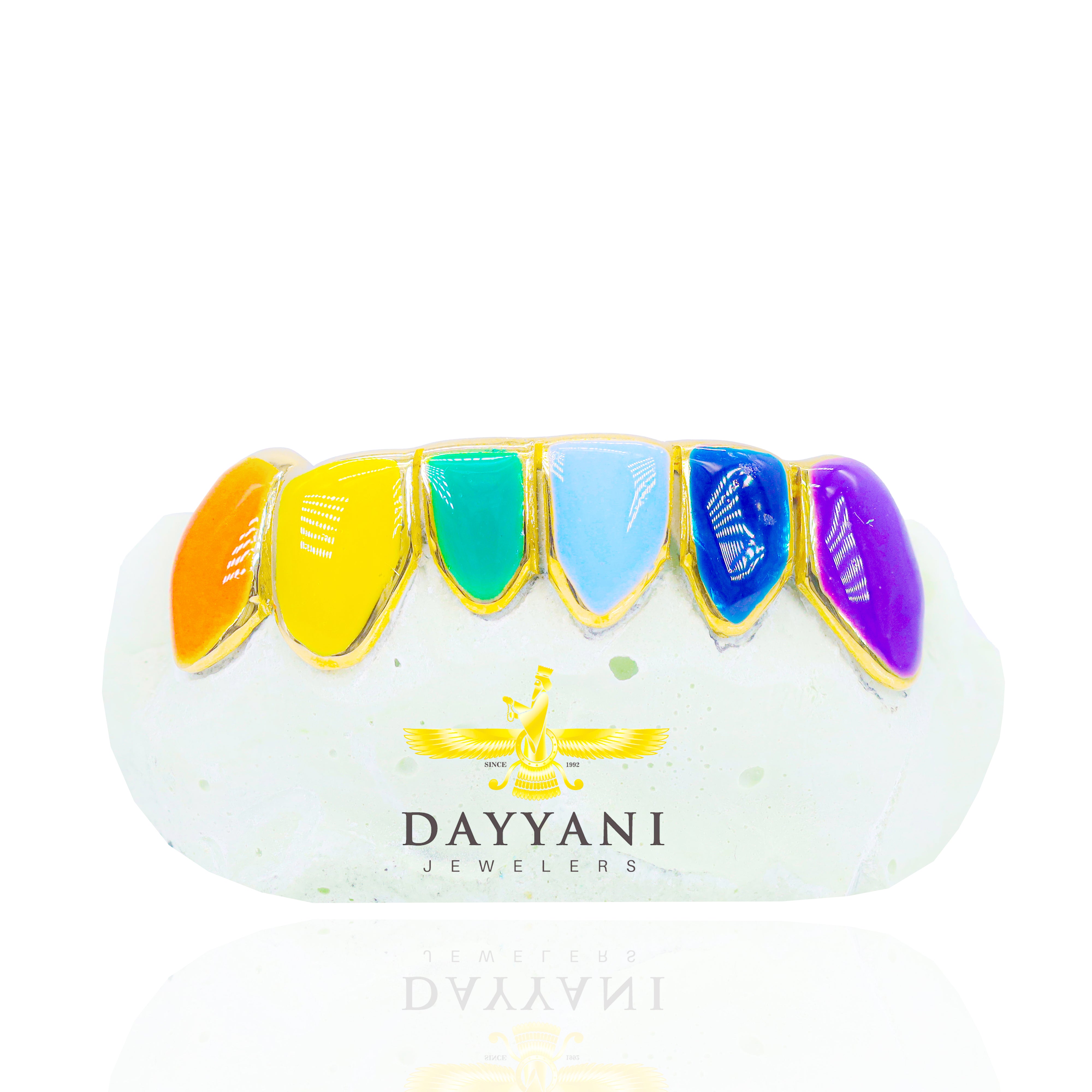 Custom Colored Enamel Gold Grillz
