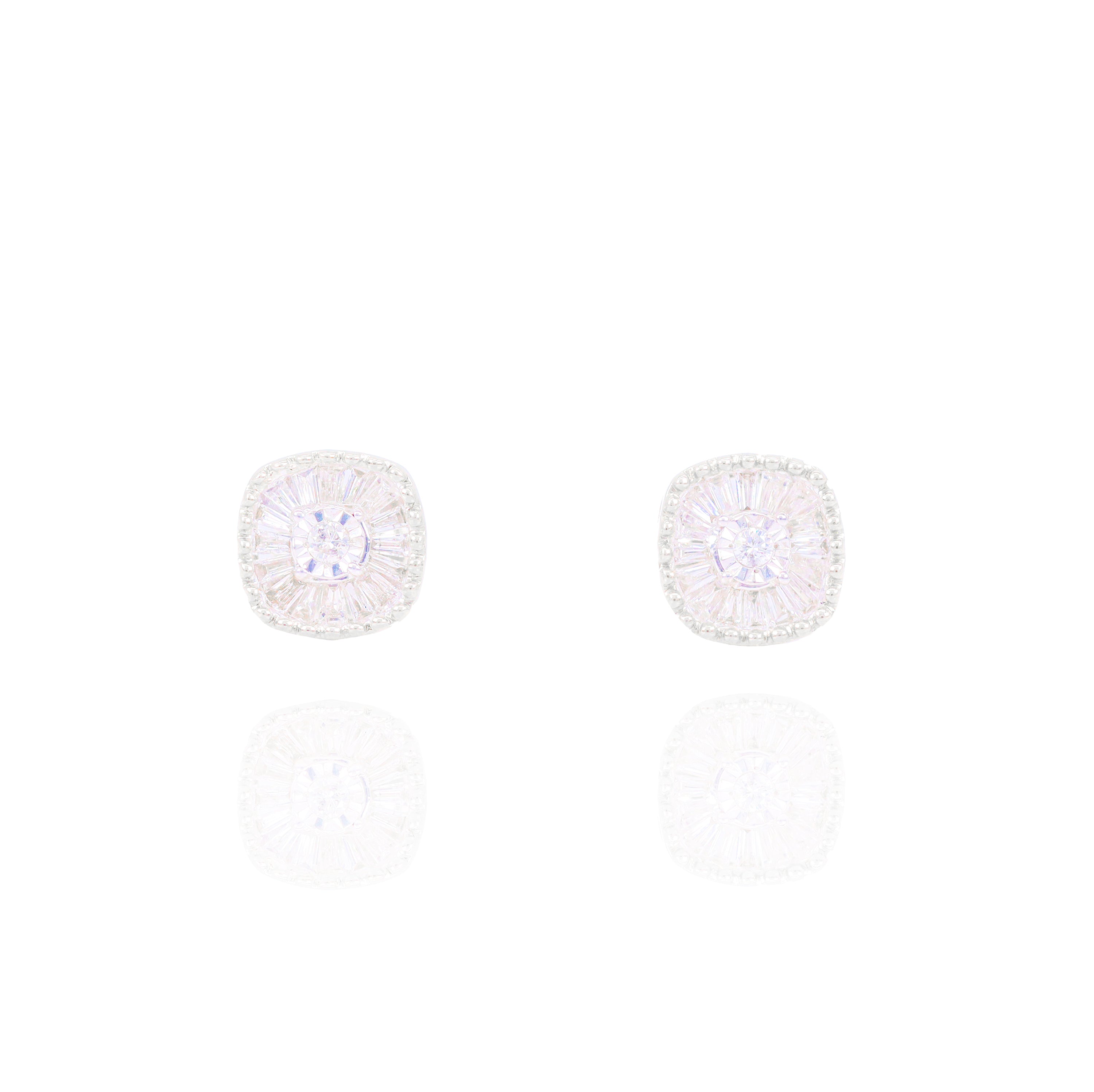 Channel Set Baguette Cluster Diamond Earrings