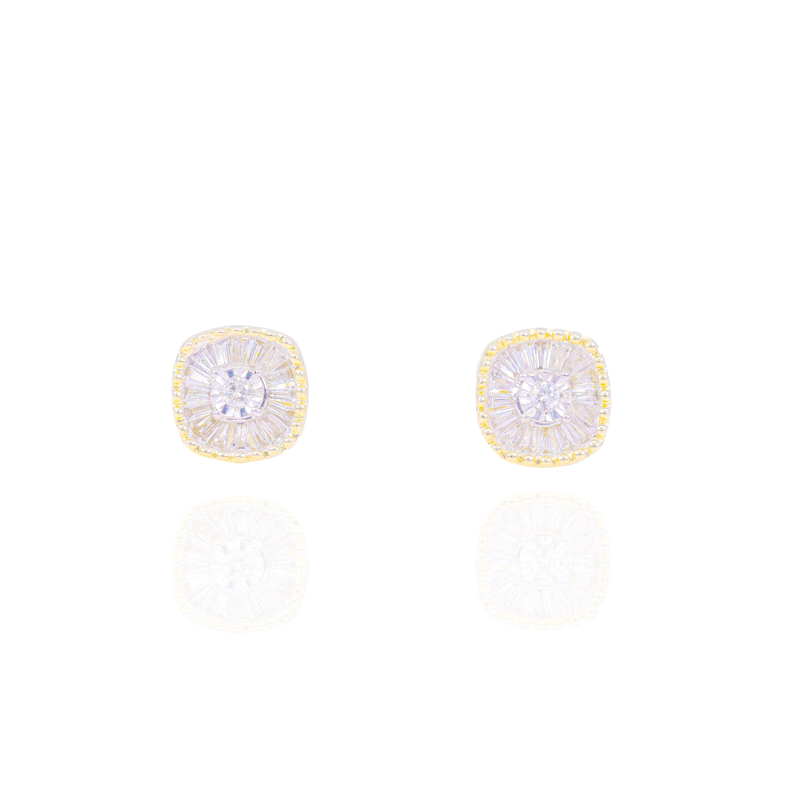 Channel Set Baguette Cluster Diamond Earrings