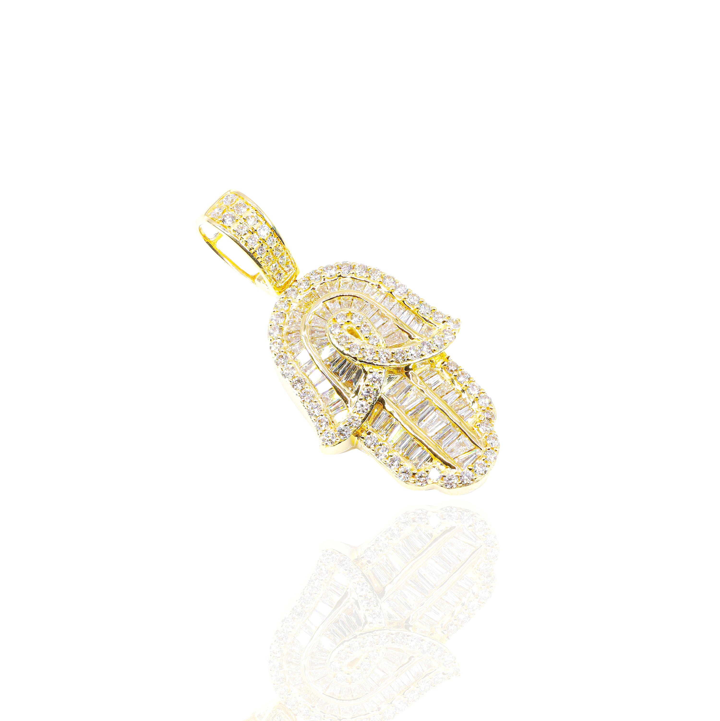 Layered Hamza Hand Diamond Pendant
