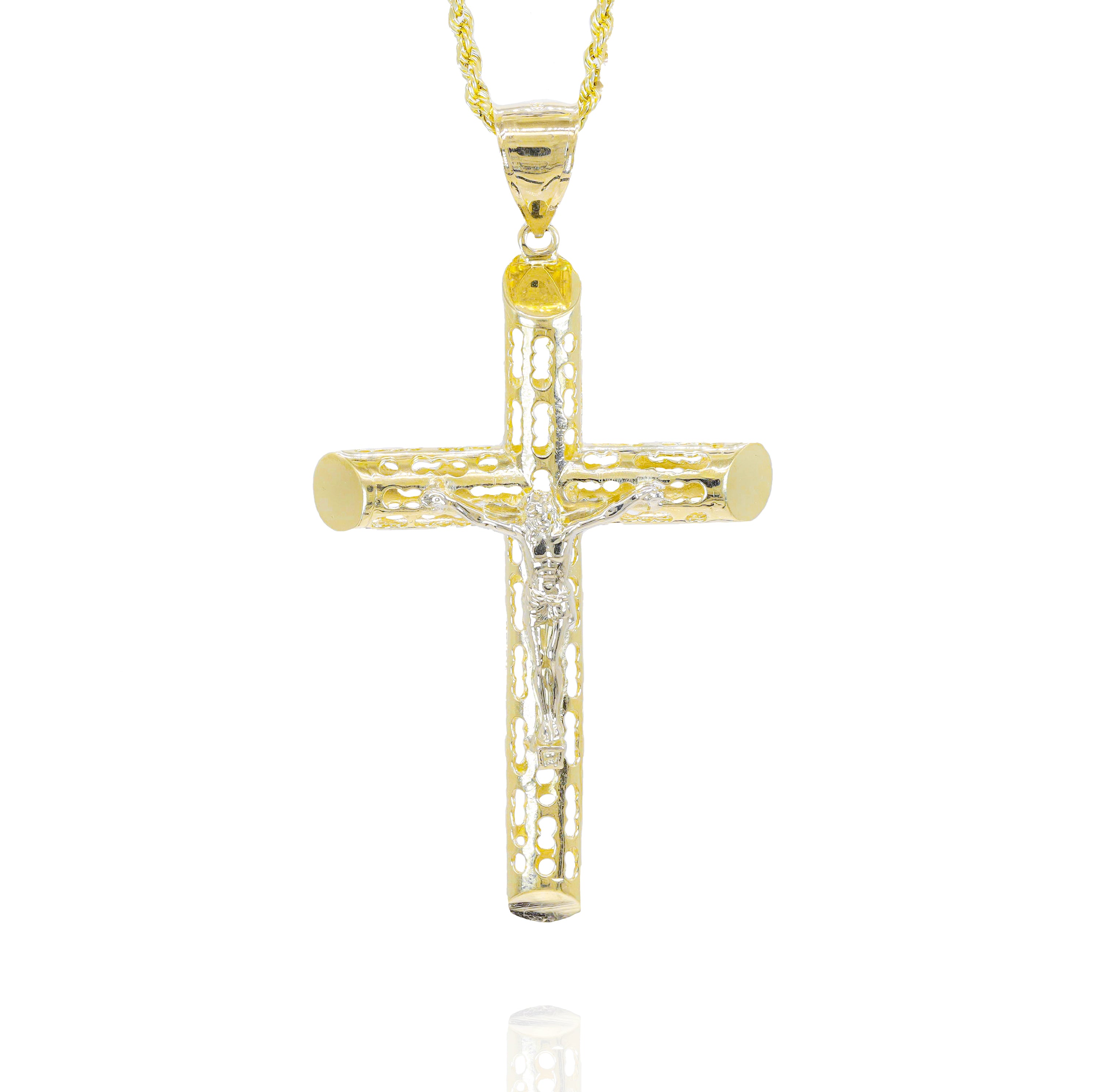 Italian Open Concept Cross with Jesus Pendant
