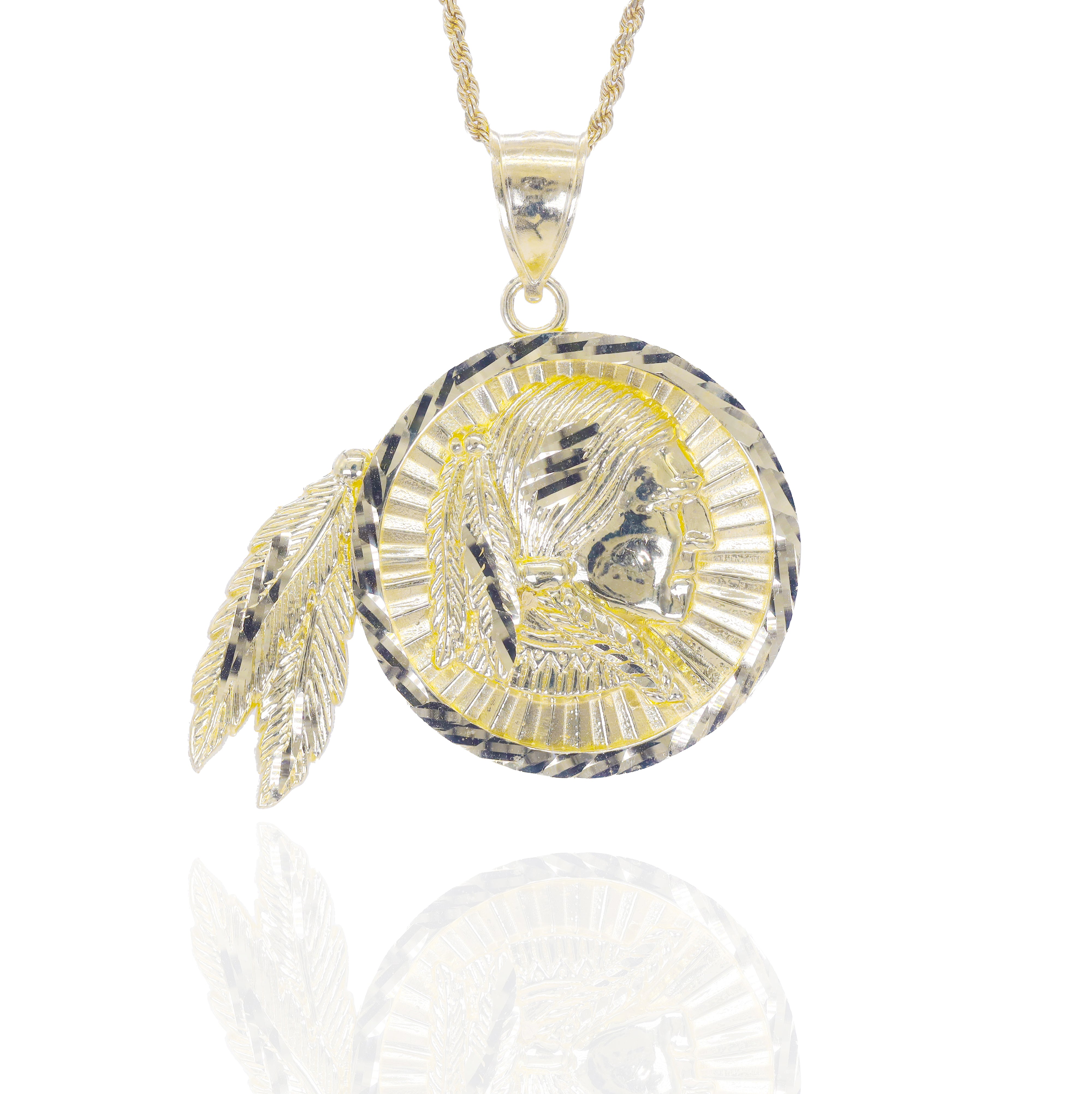 Native American Chief Gold Pendant