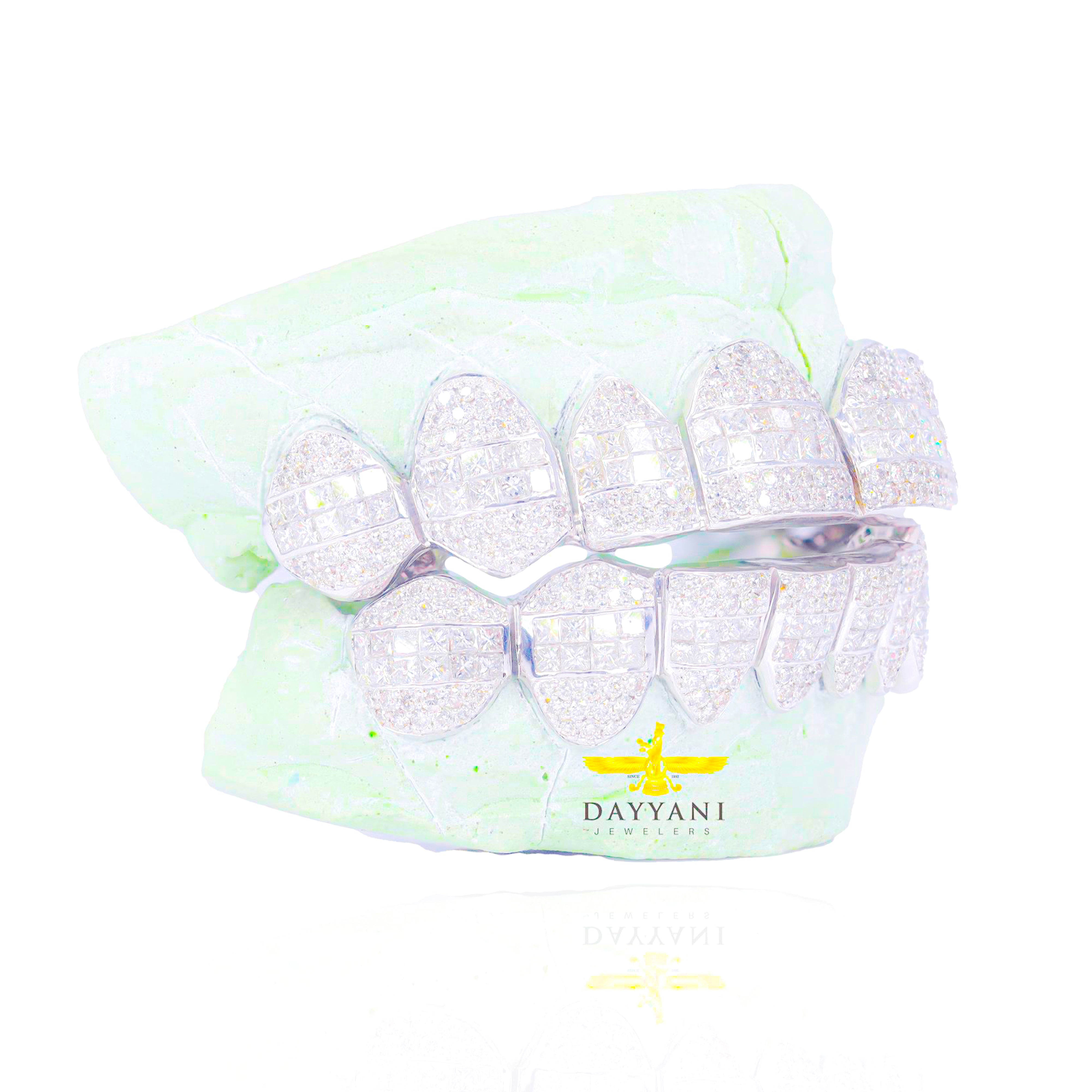 Custom Hybrid Princess Cut and Round Diamond Gold Grillz