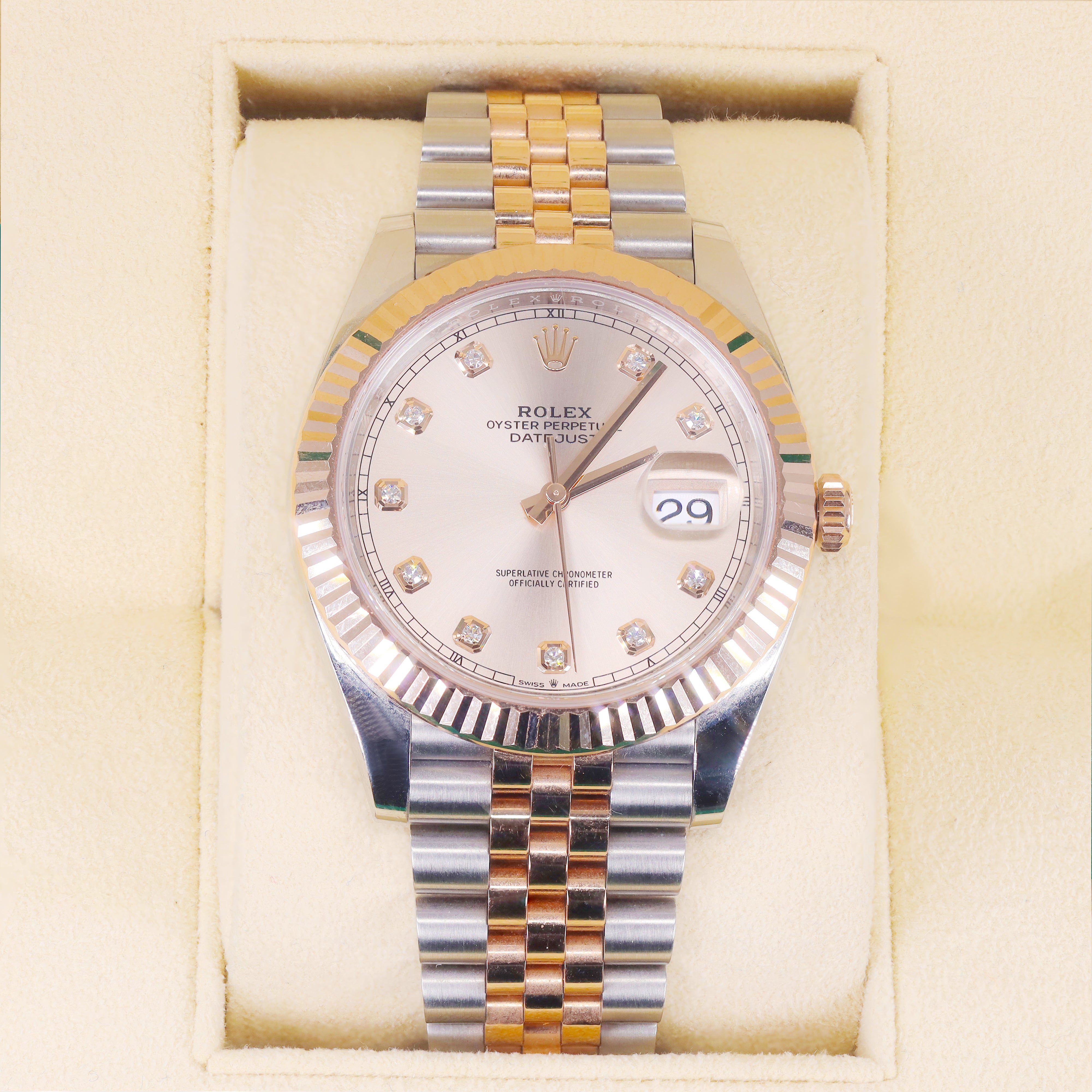 Rolex 126331 Datejust 41mm Two-Tone 18K Gold Fluted Bezel & SunDust Diamond Dial