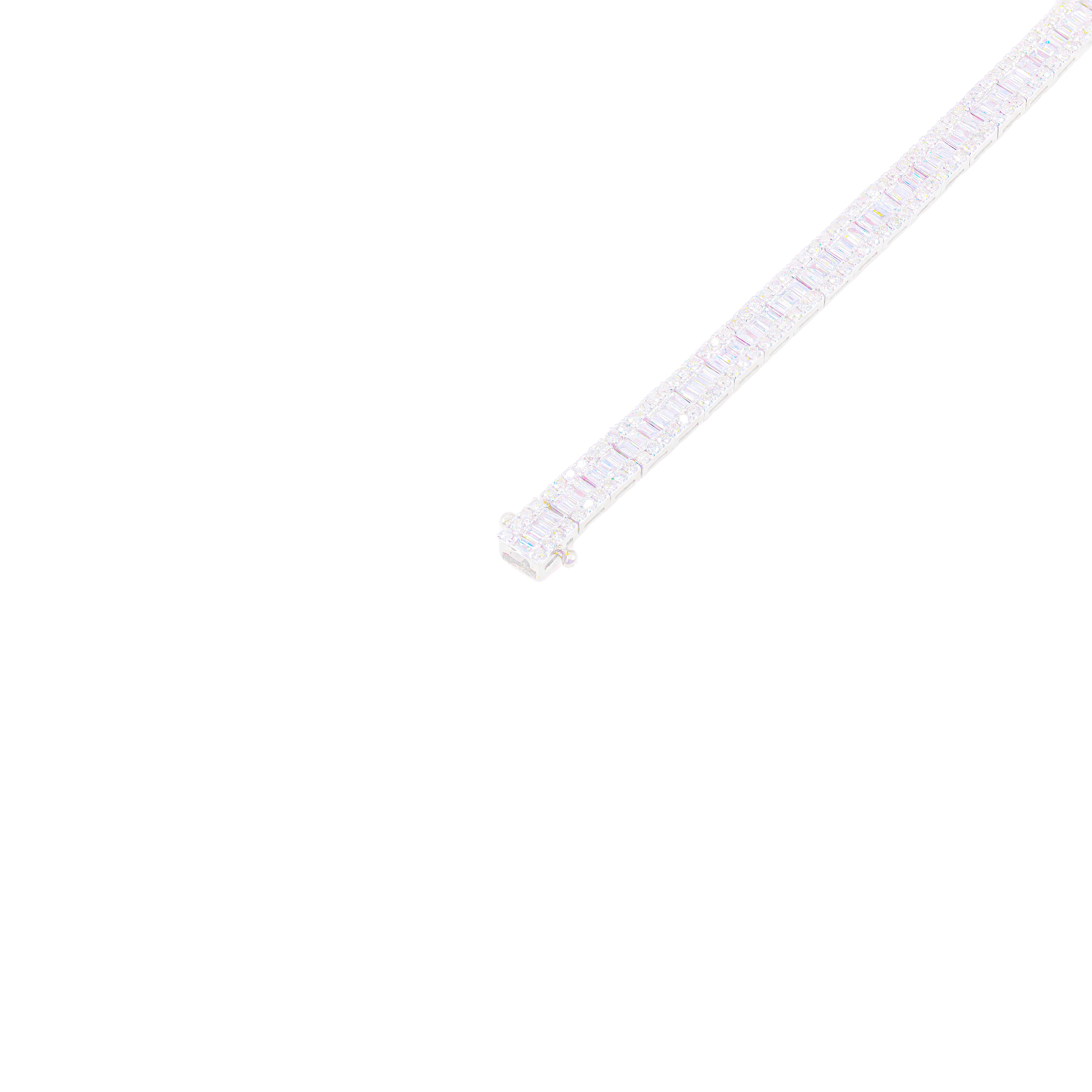 Rose Gold Square Link Baguette & Round Diamond Bracelet