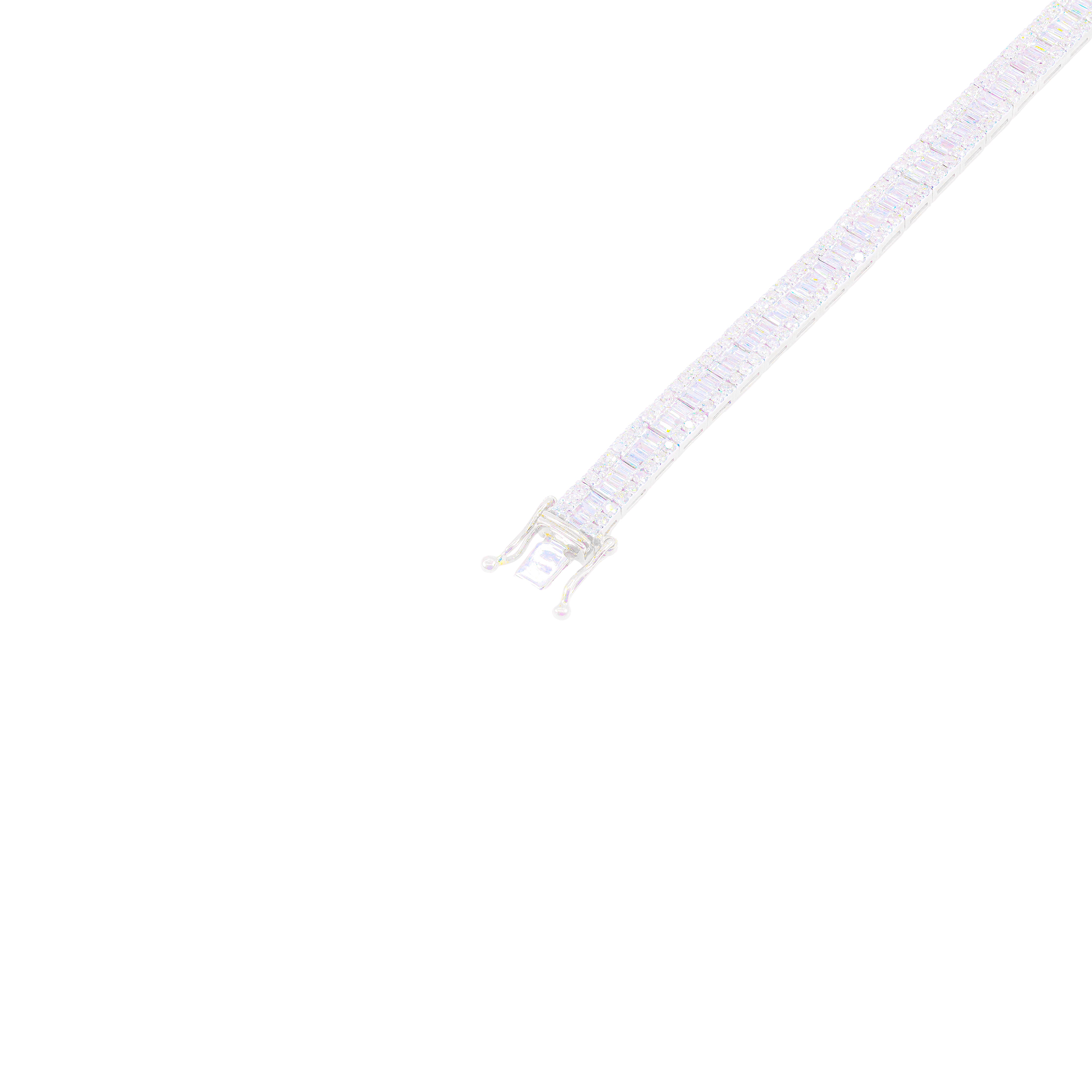 Rose Gold Square Link Baguette & Round Diamond Bracelet