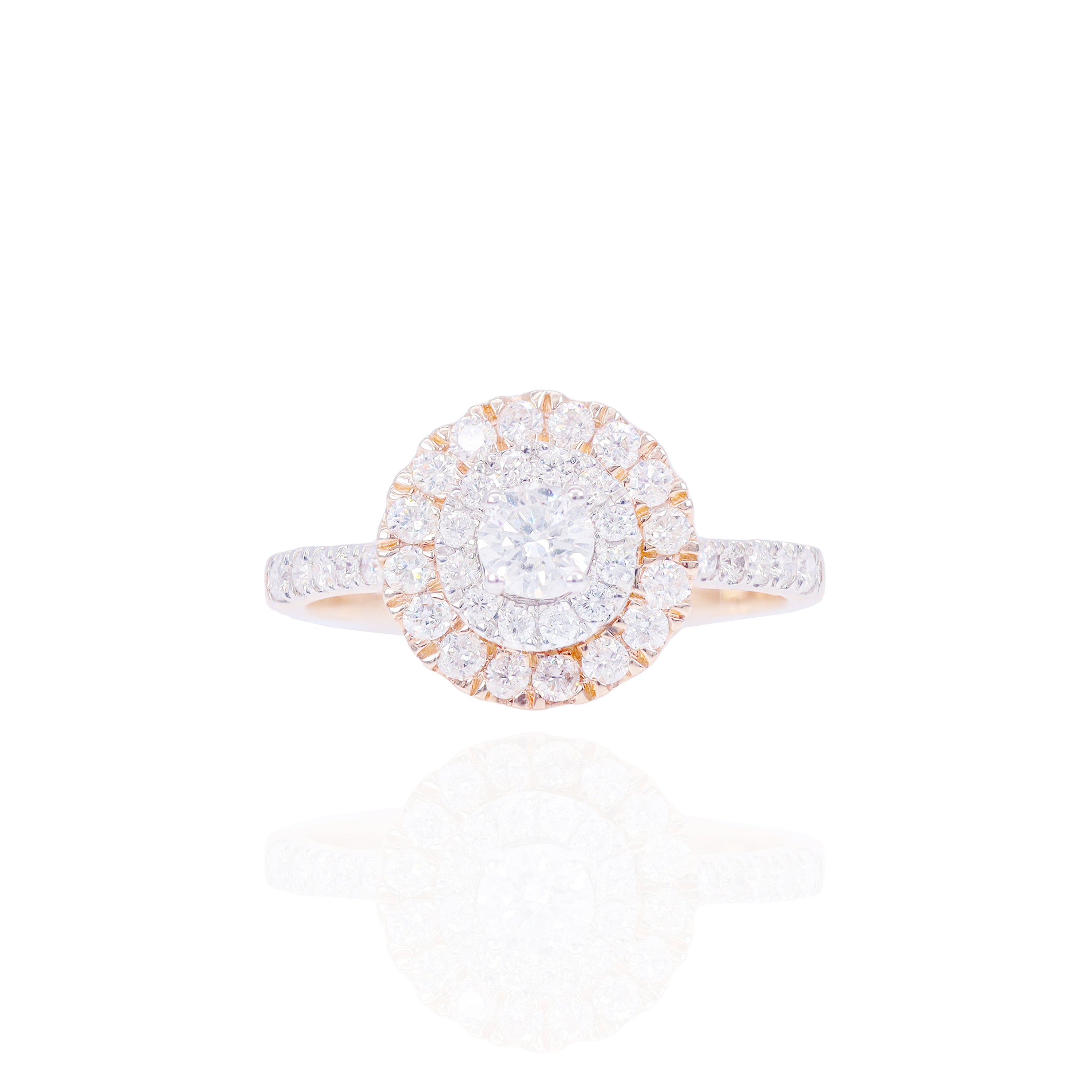 1/4 CT Round Double Halo Diamond Engagement Ring & Band
