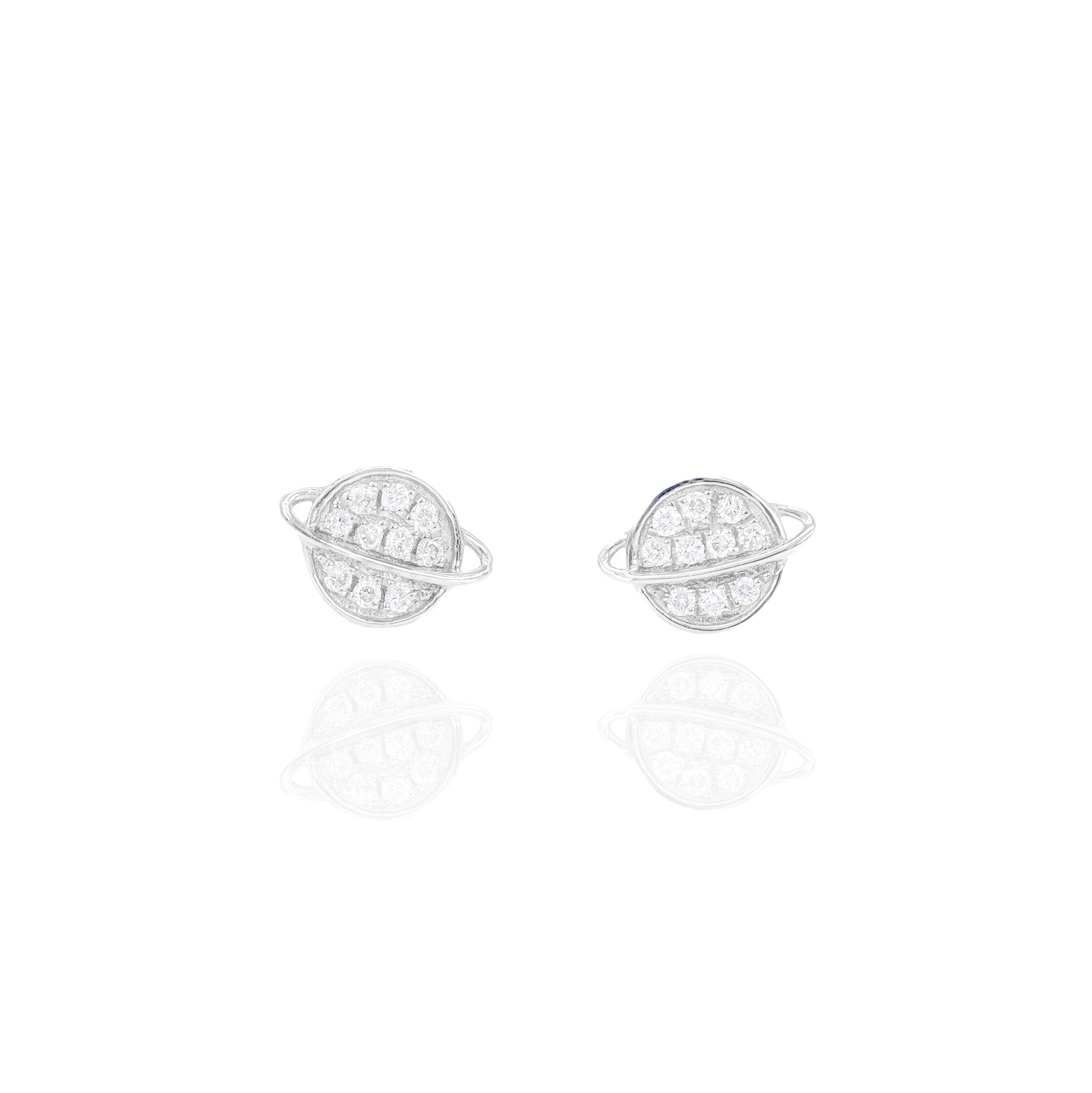 Flat Saturn Diamond Earrings