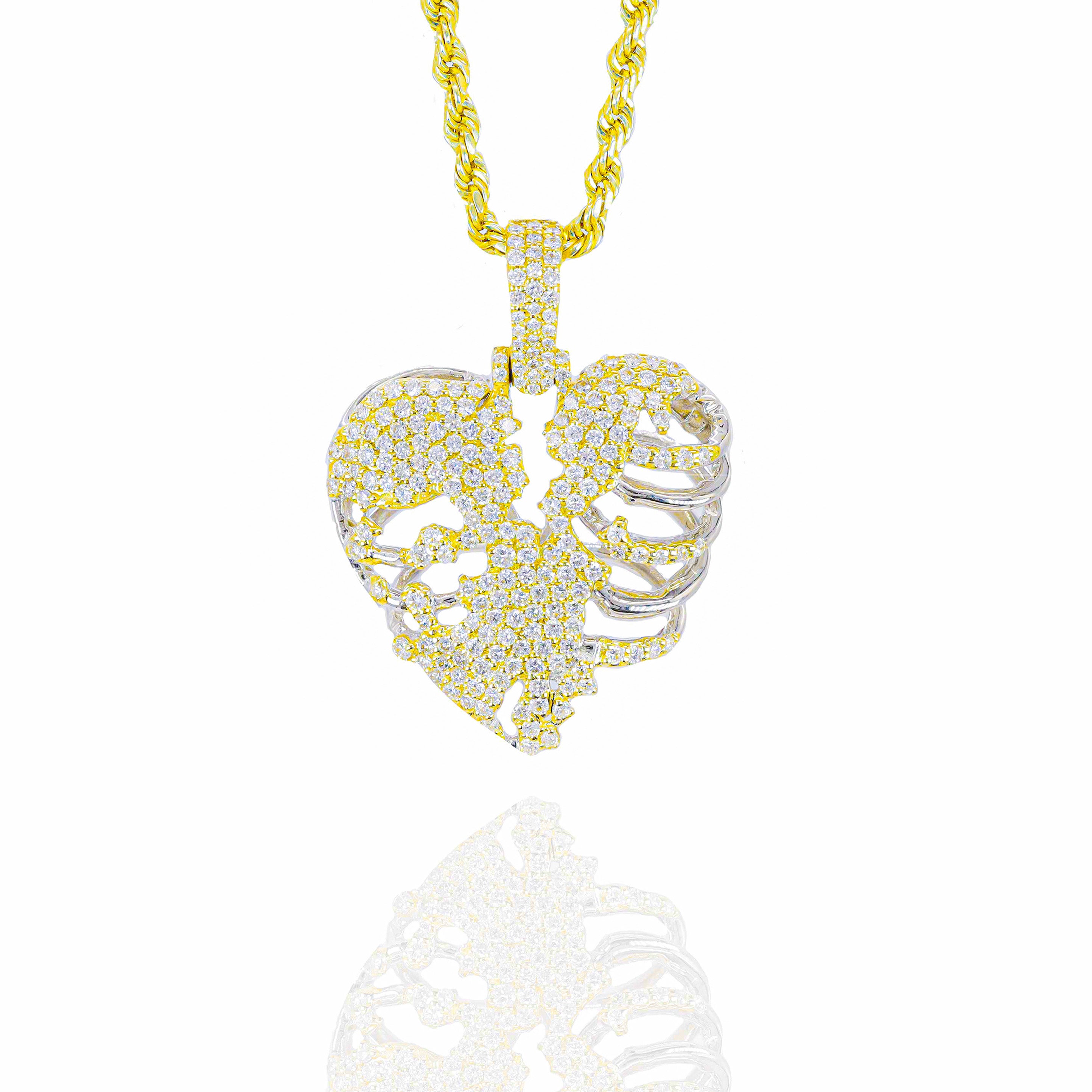 Diamond Heart Skeleton Pendant (Mid-Size)
