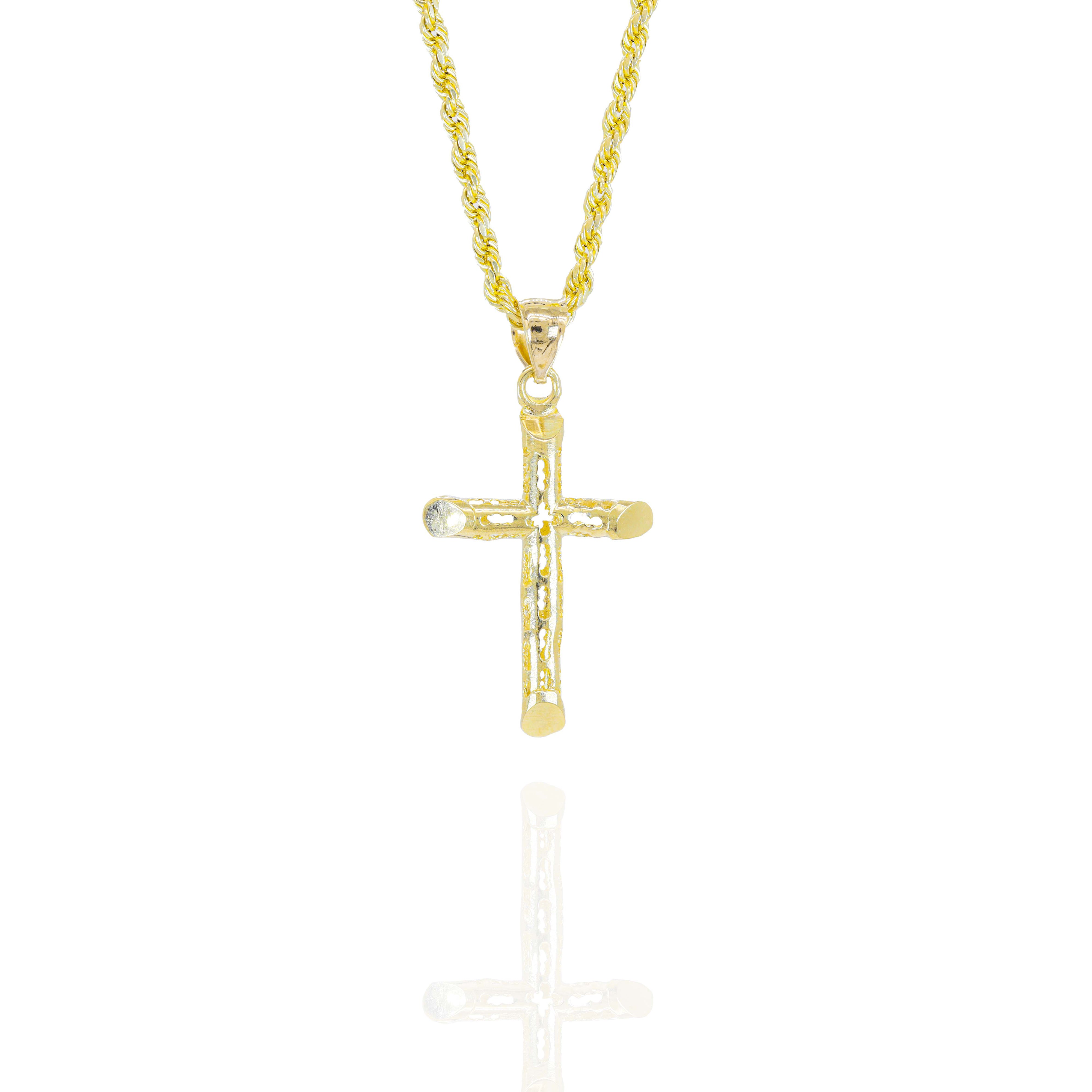 Micro Italian Open Concept Cross Pendant