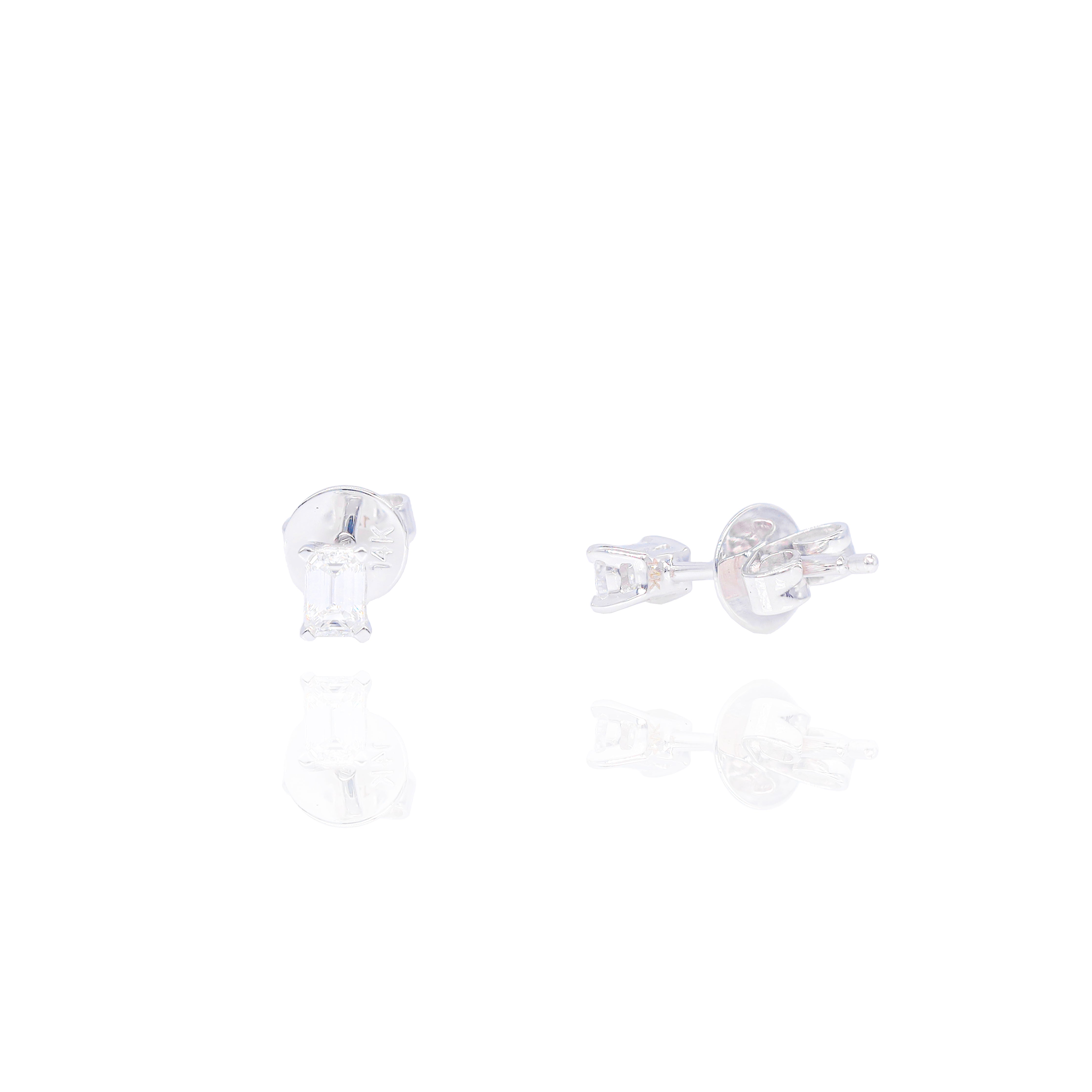 Emerald Cut Solitaire Diamond Earrings