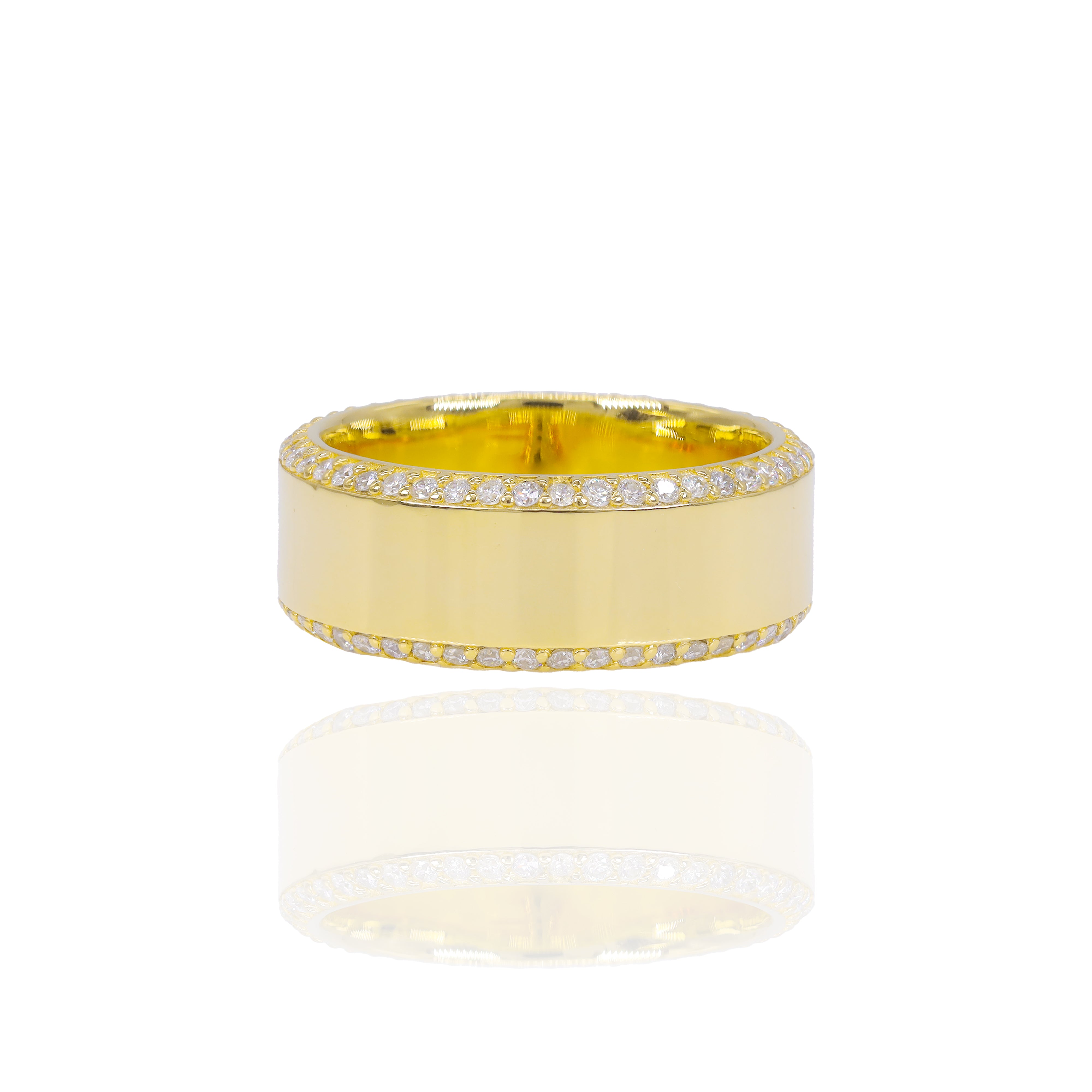 Beveled Border Two Diamond Row Men's Band