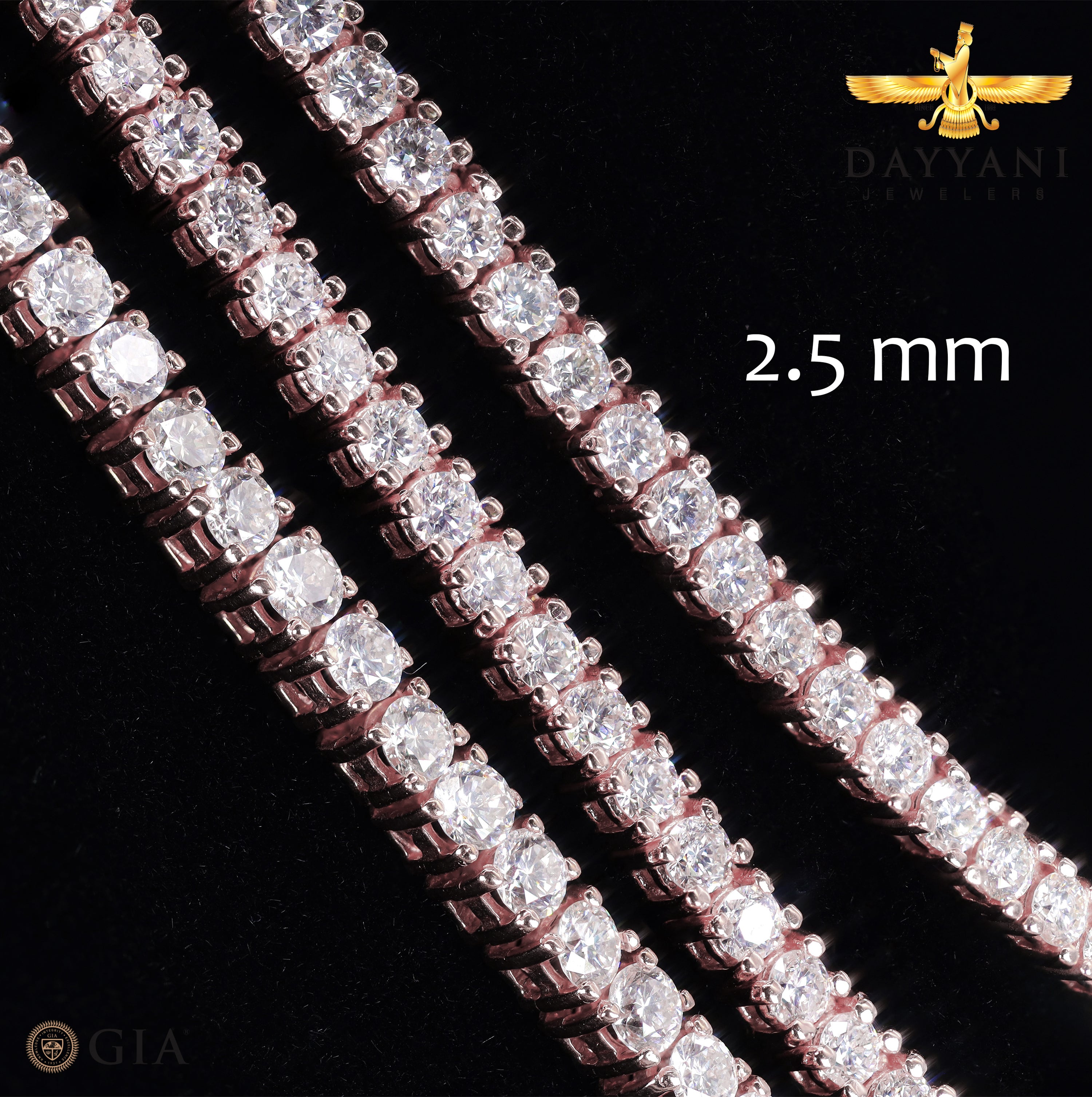 4-Pointer Rose Gold Natural Diamond Tennis Chain