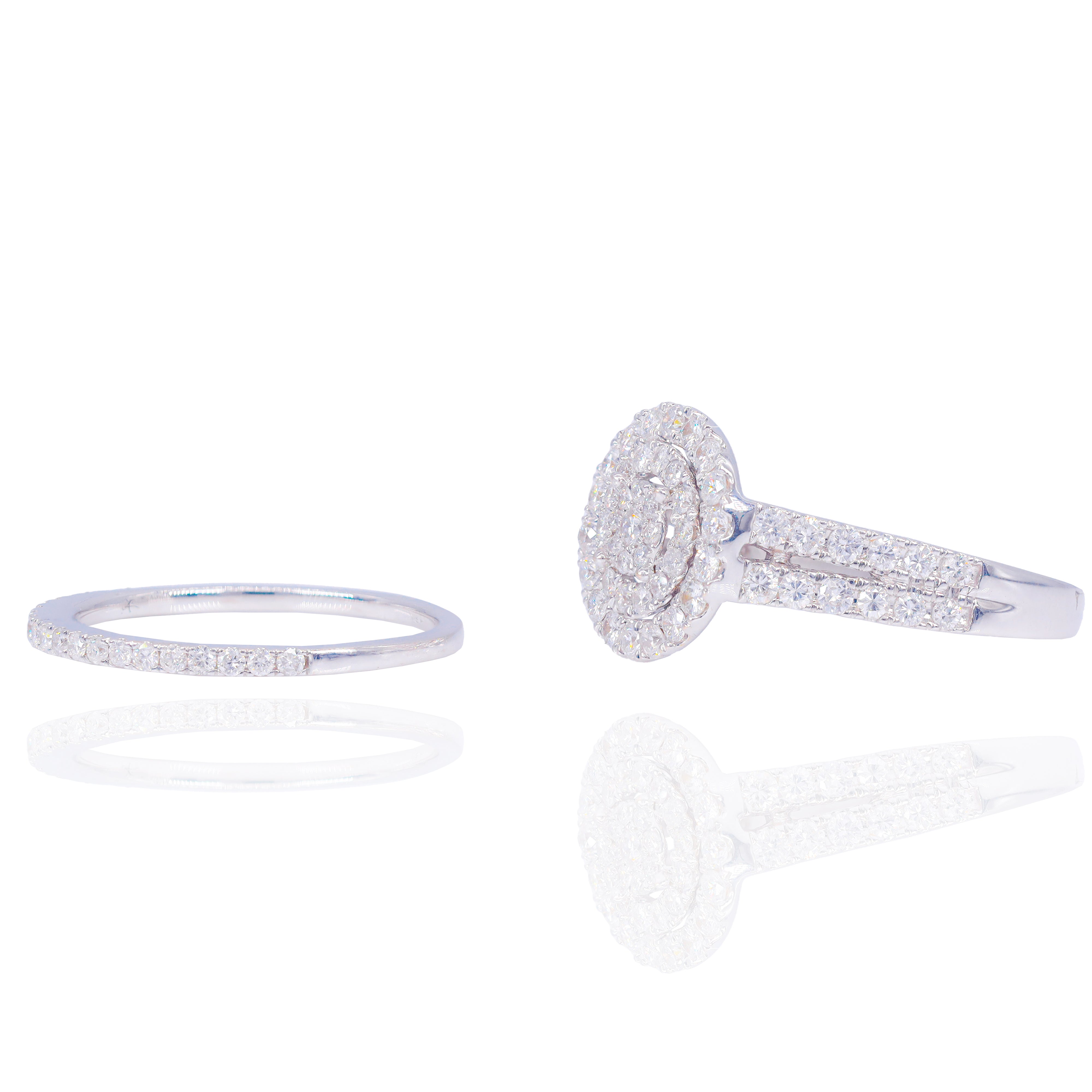 Round Double Halo Diamond Engagement Ring & Band