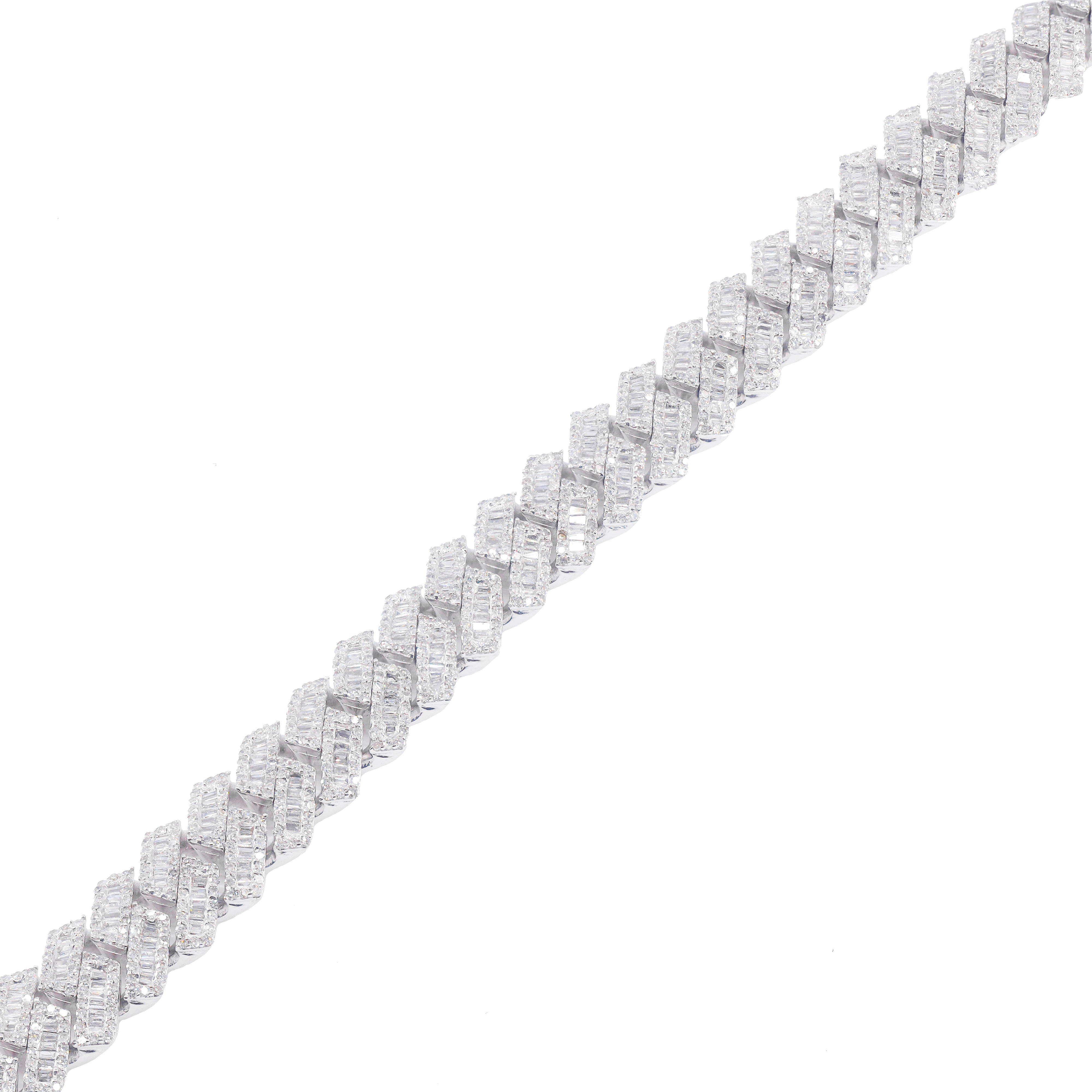 10.5mm Baguette & Round Diamond Jagged Cuban Chain