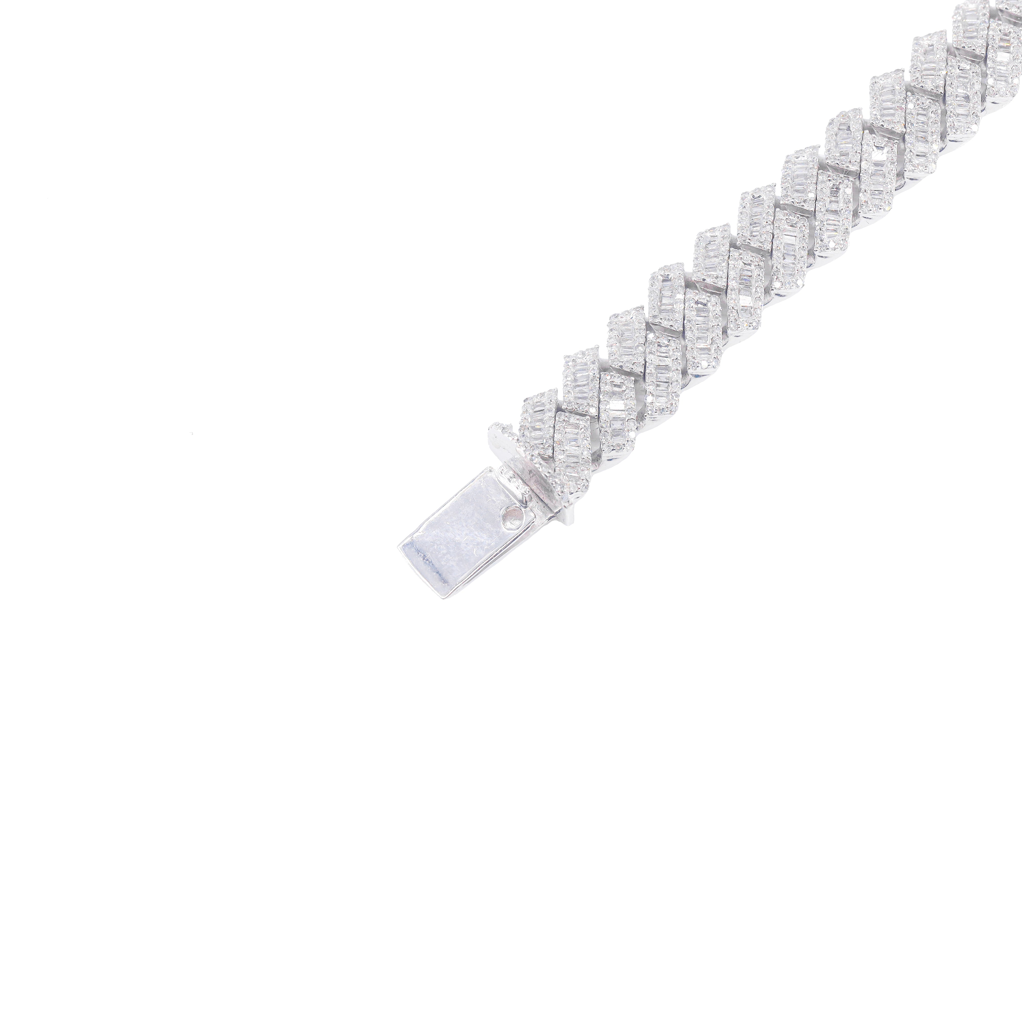 10.5mm Baguette & Round Diamond Jagged Cuban Chain