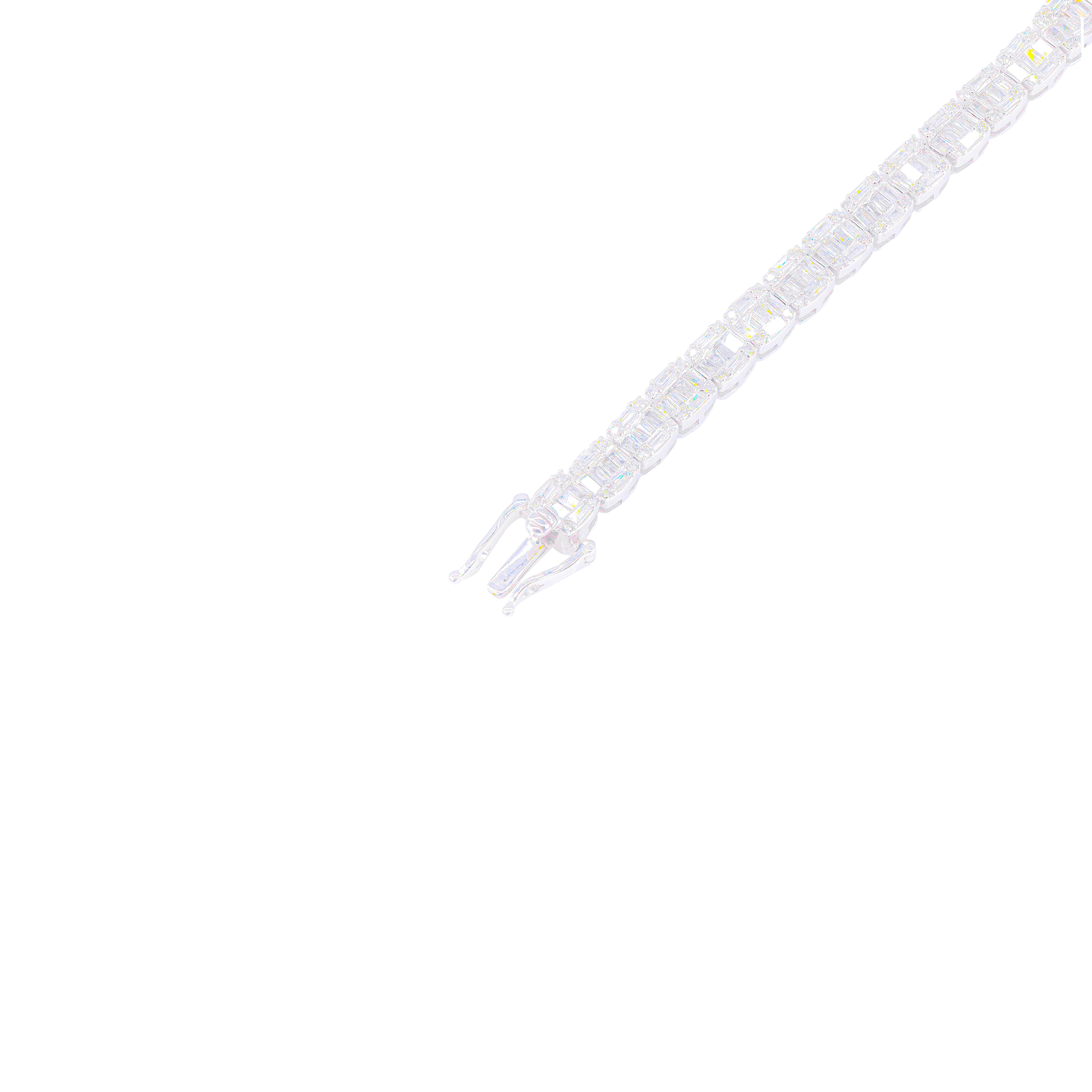 Square Link Baguette & Round Diamond Bracelet